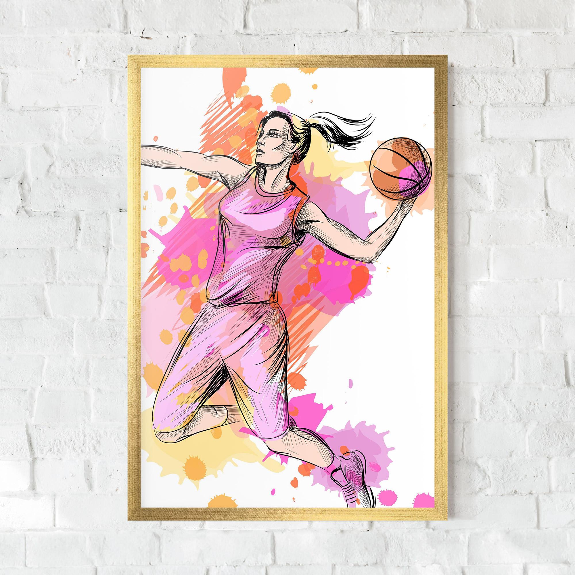 Poster Înrămat Pink Basket Player mockup 0