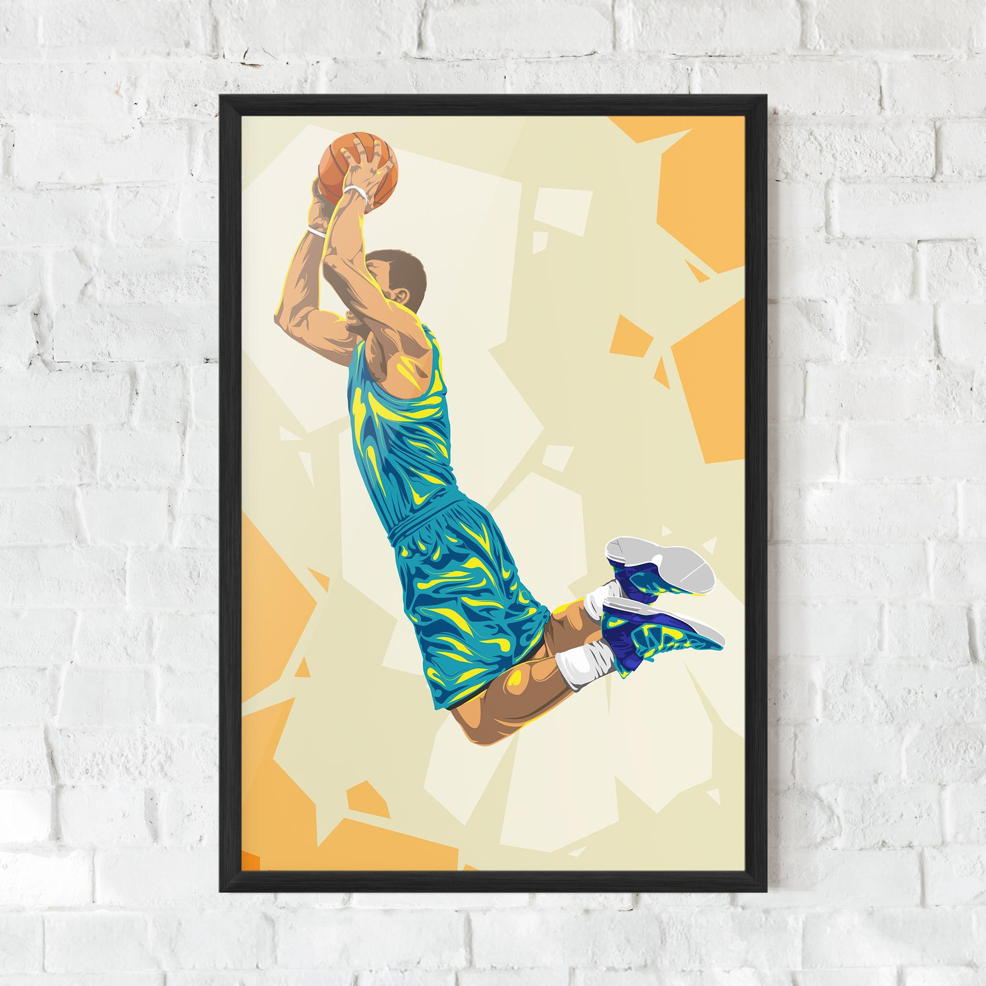 Poster Înrămat Basketball Dunk Pose mockup 0