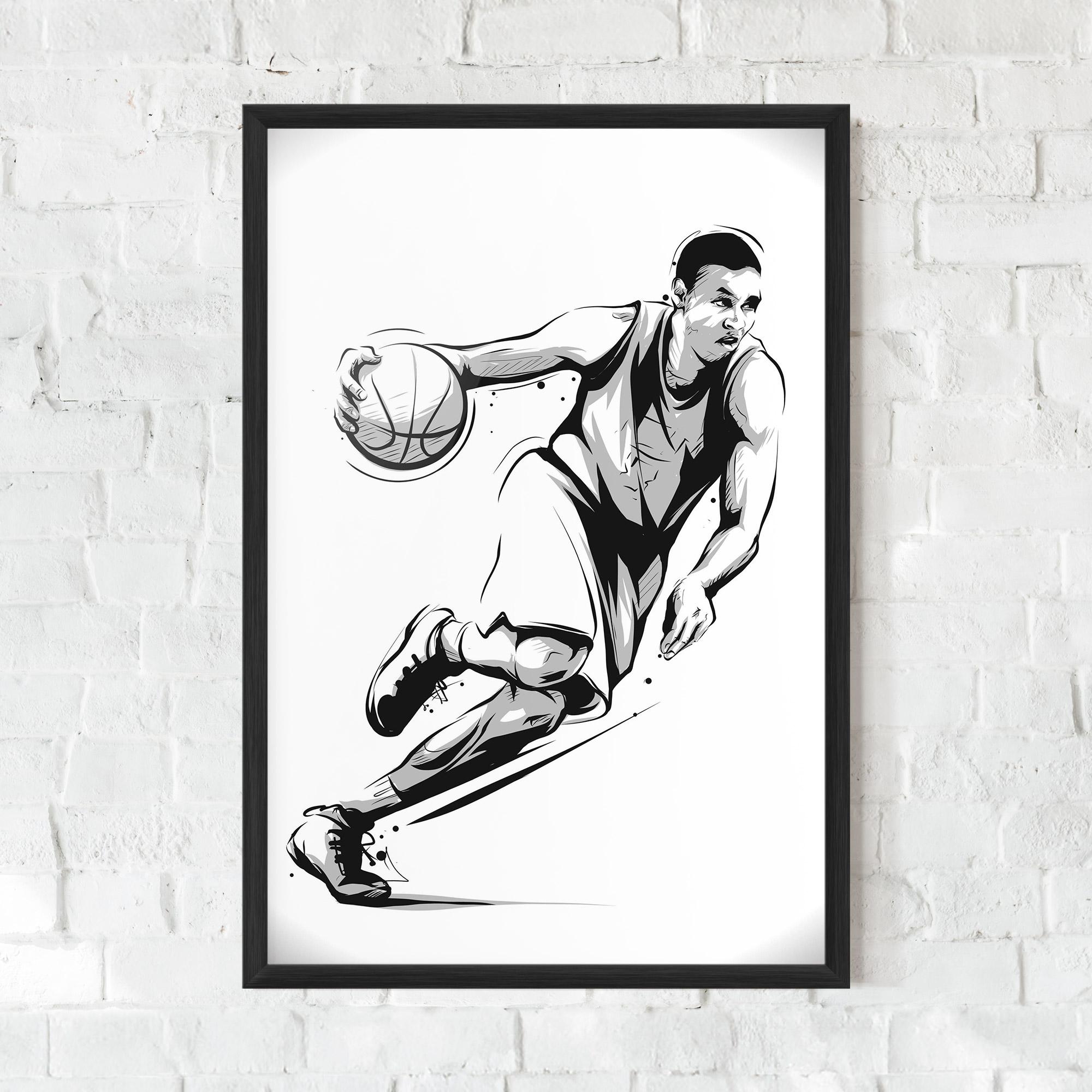 Poster Înrămat Basketball Player Line mockup 0