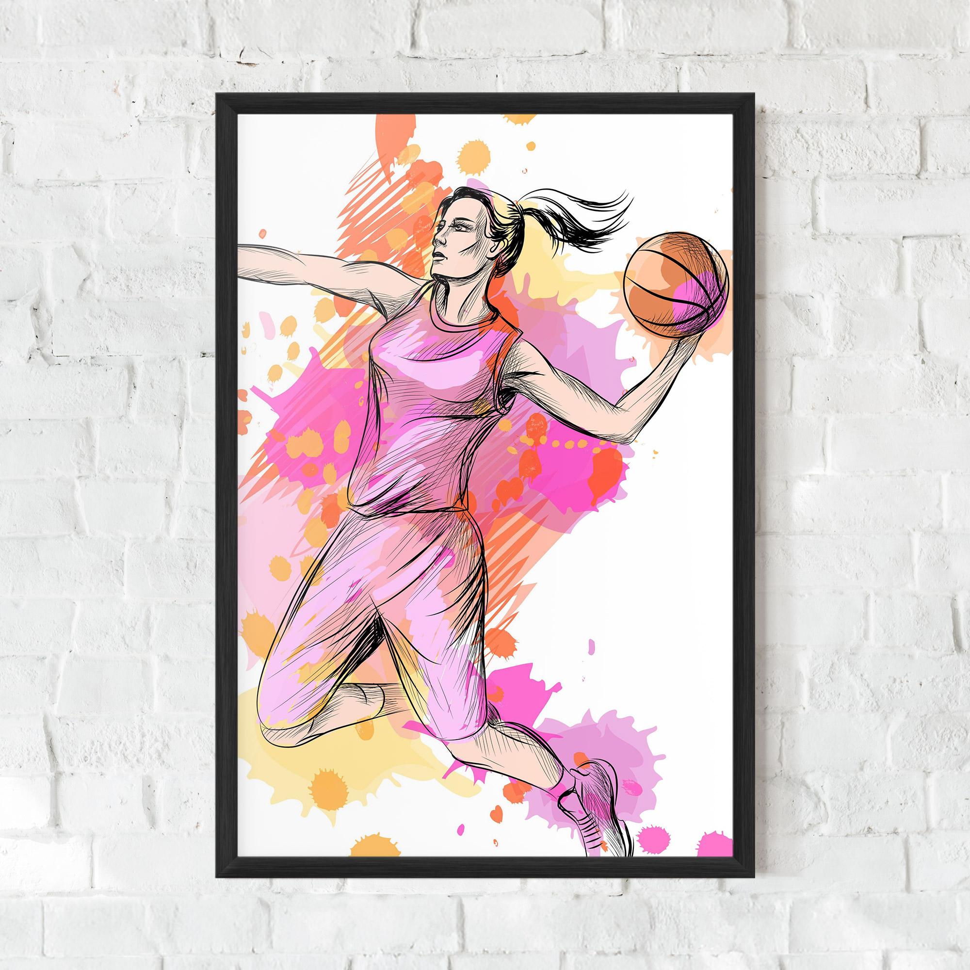 Poster Înrămat Pink Basket Player mockup 0