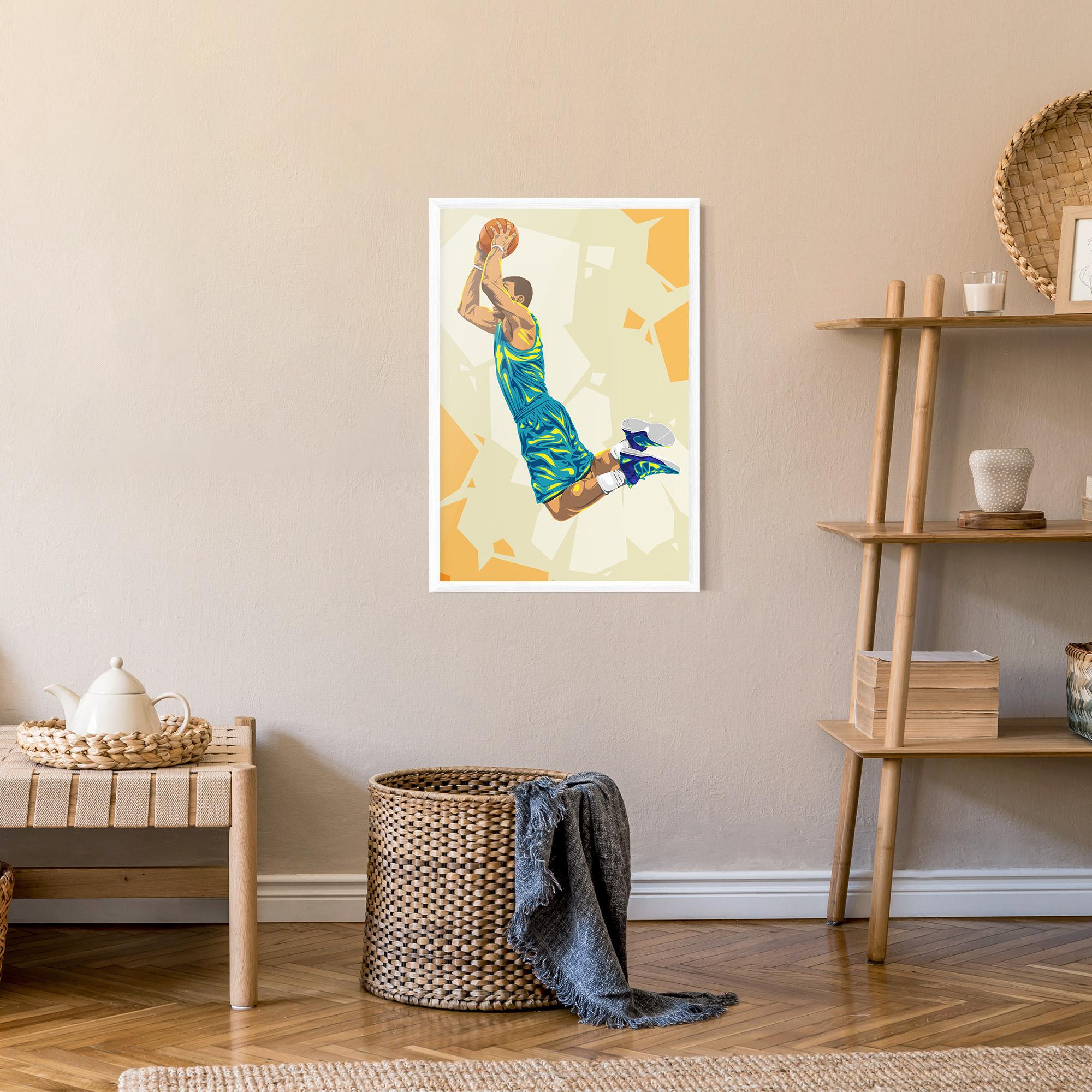 Poster Înrămat Basketball Dunk Pose mockup 9
