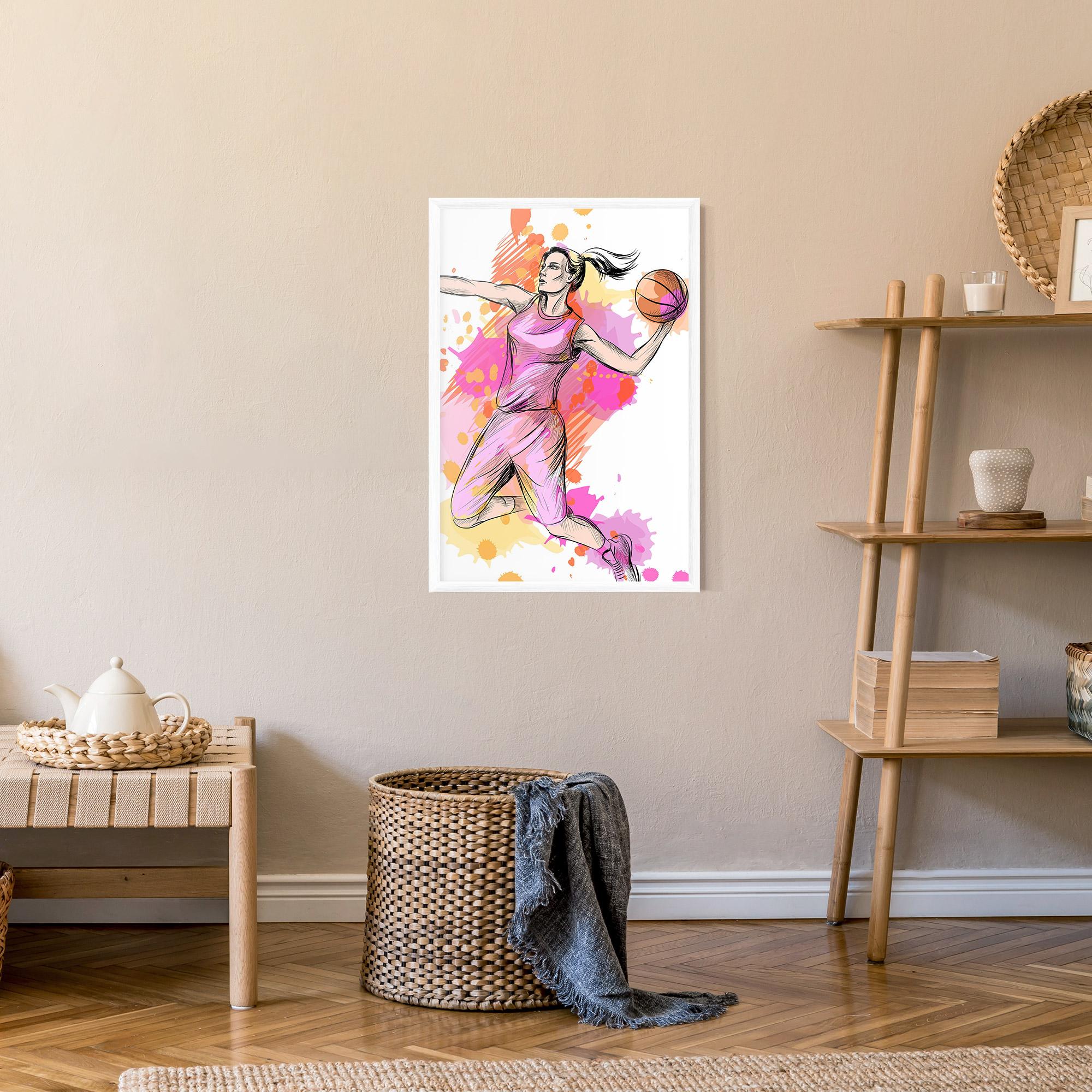 Poster Înrămat Pink Basket Player mockup 9