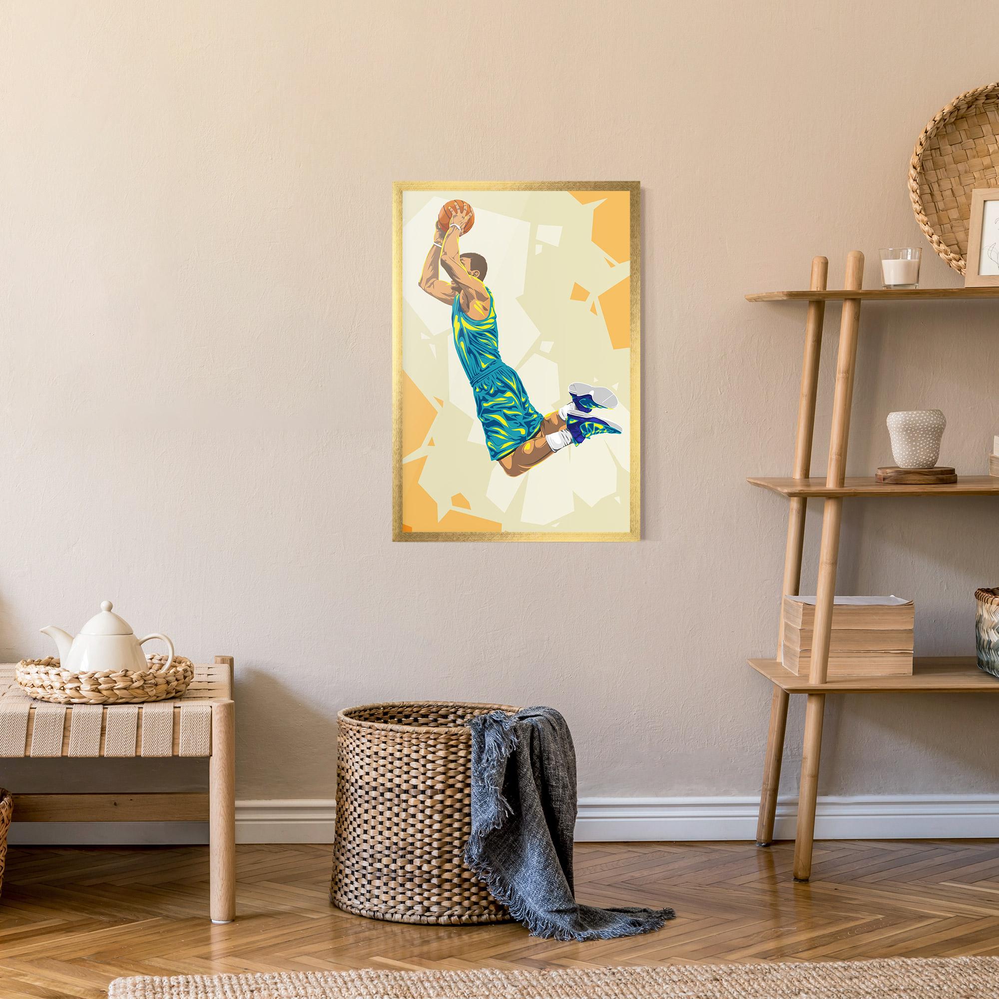 Poster Înrămat Basketball Dunk Pose mockup 9