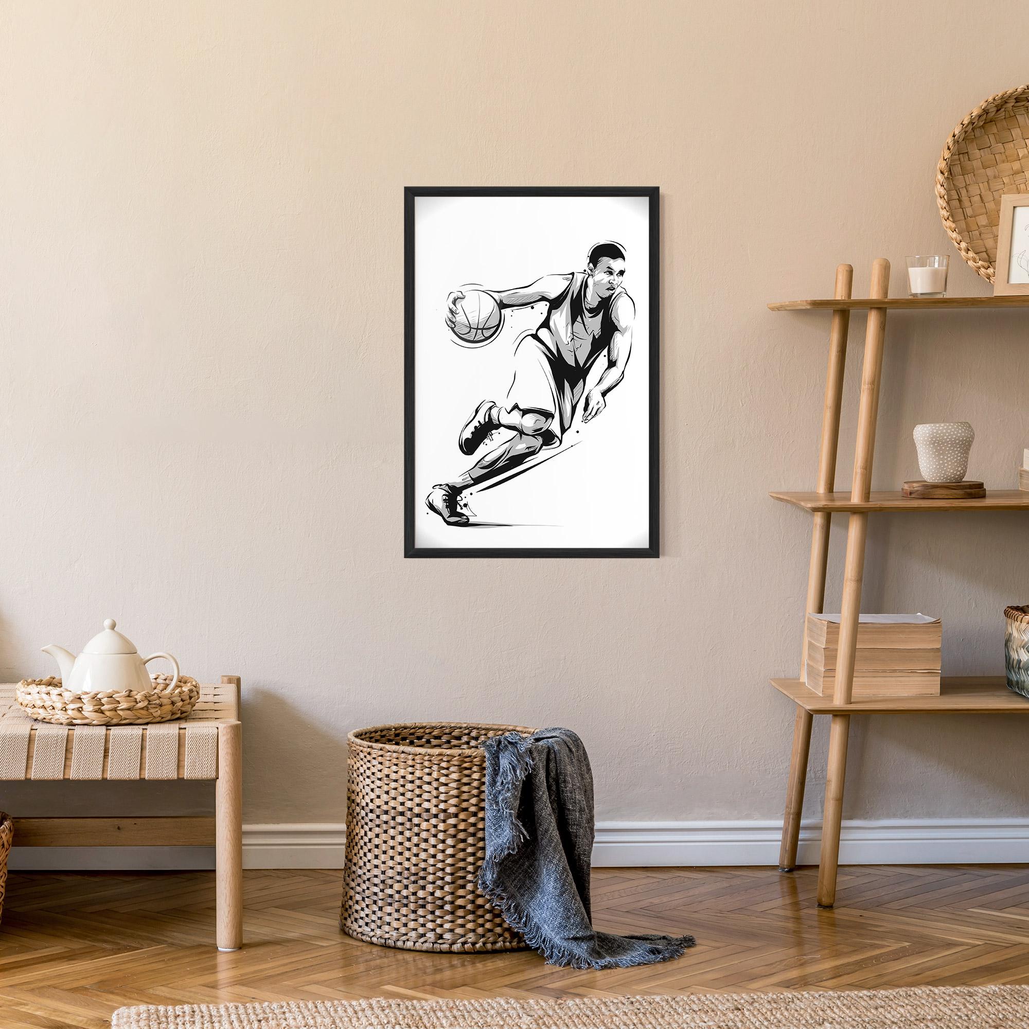 Poster Înrămat Basketball Player Line mockup 9