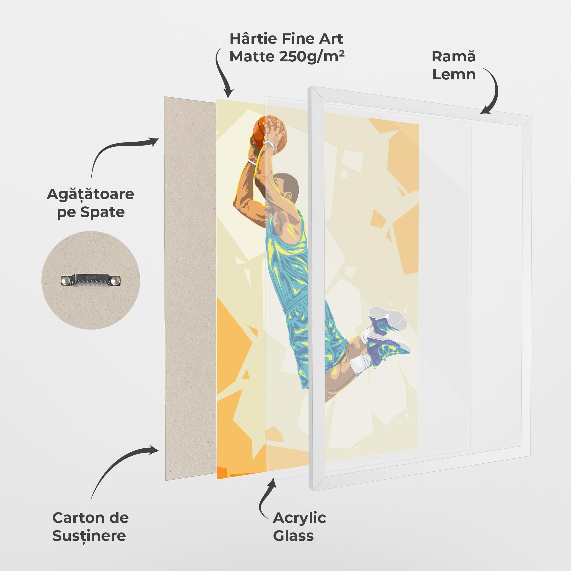 Poster Înrămat Basketball Dunk Pose mockup 1