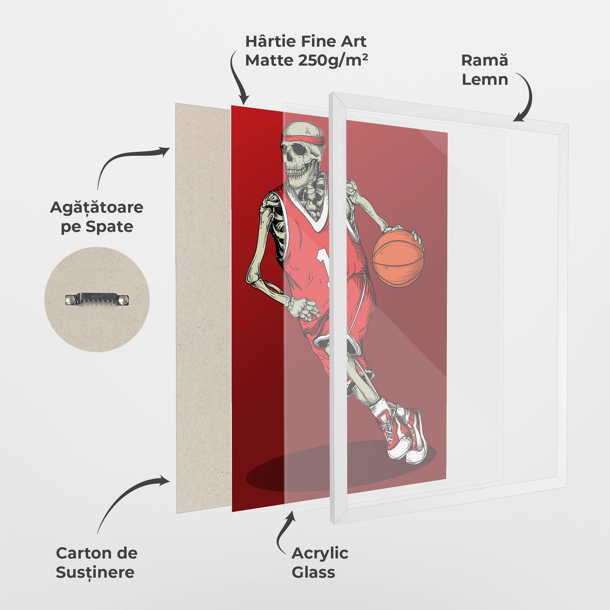 Poster Înrămat Basketball Skull mockup 1