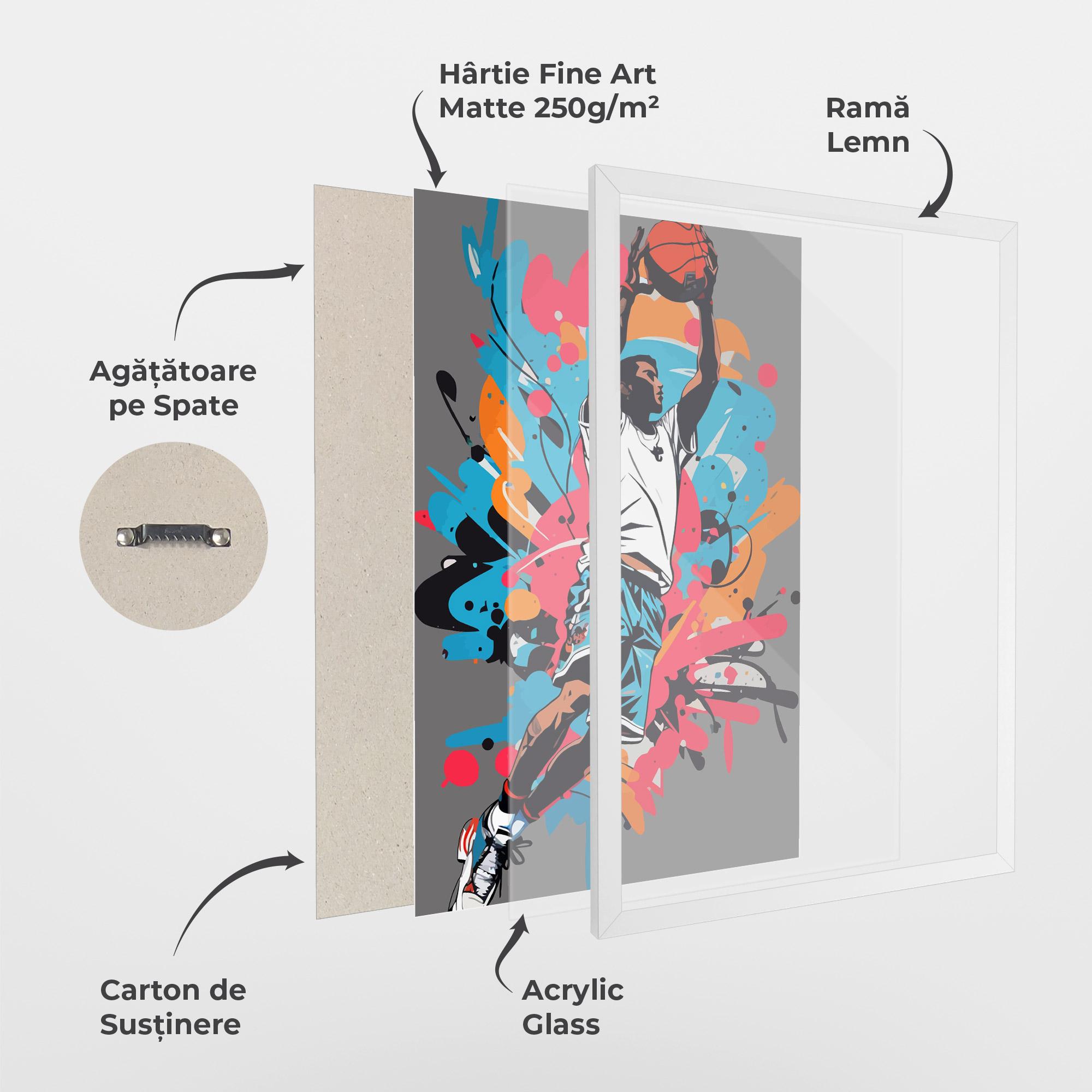 Poster Înrămat Blue Red Basket mockup 1