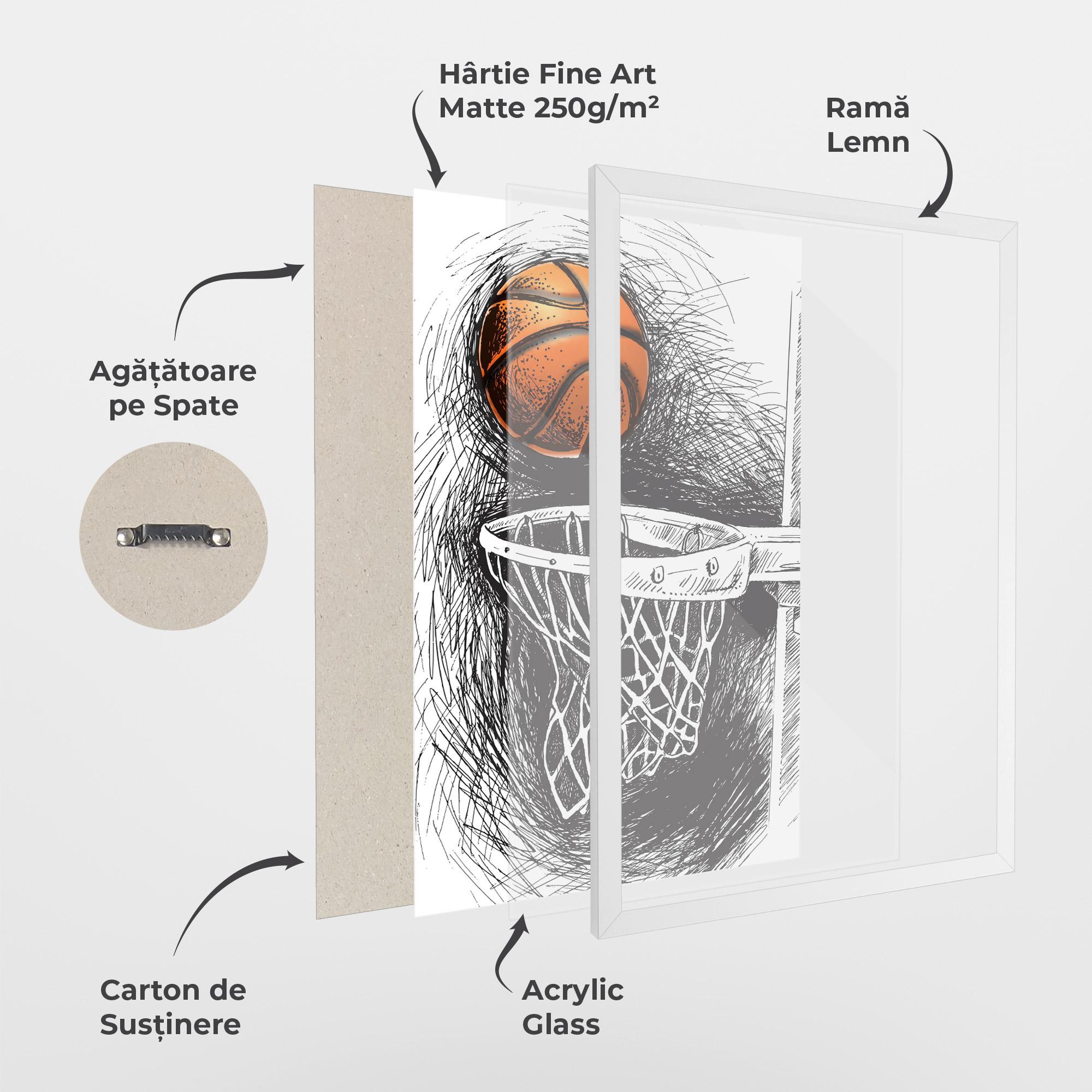 Poster Înrămat Grey Line Basket mockup 1