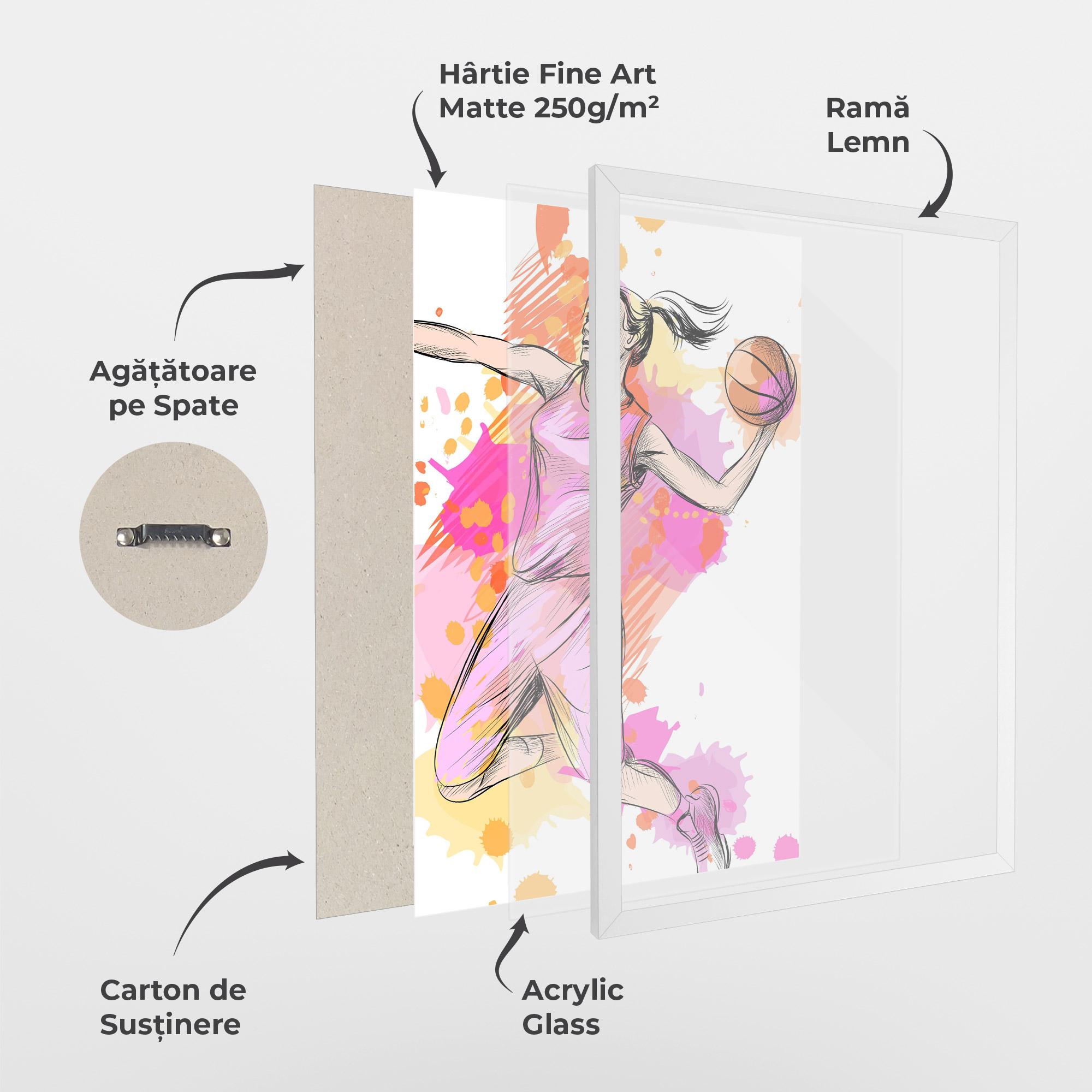 Poster Înrămat Pink Basket Player mockup 1