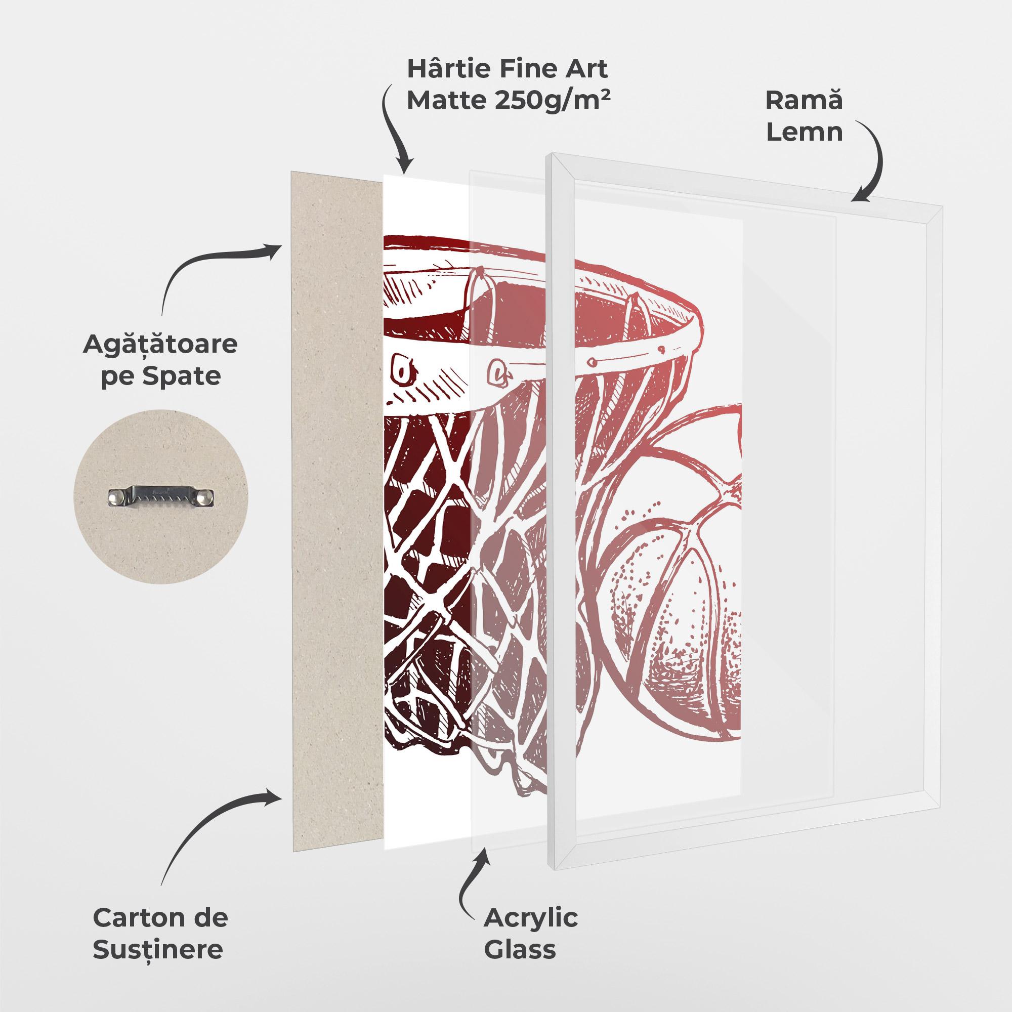 Poster Înrămat Red Basketball Hoop mockup 1