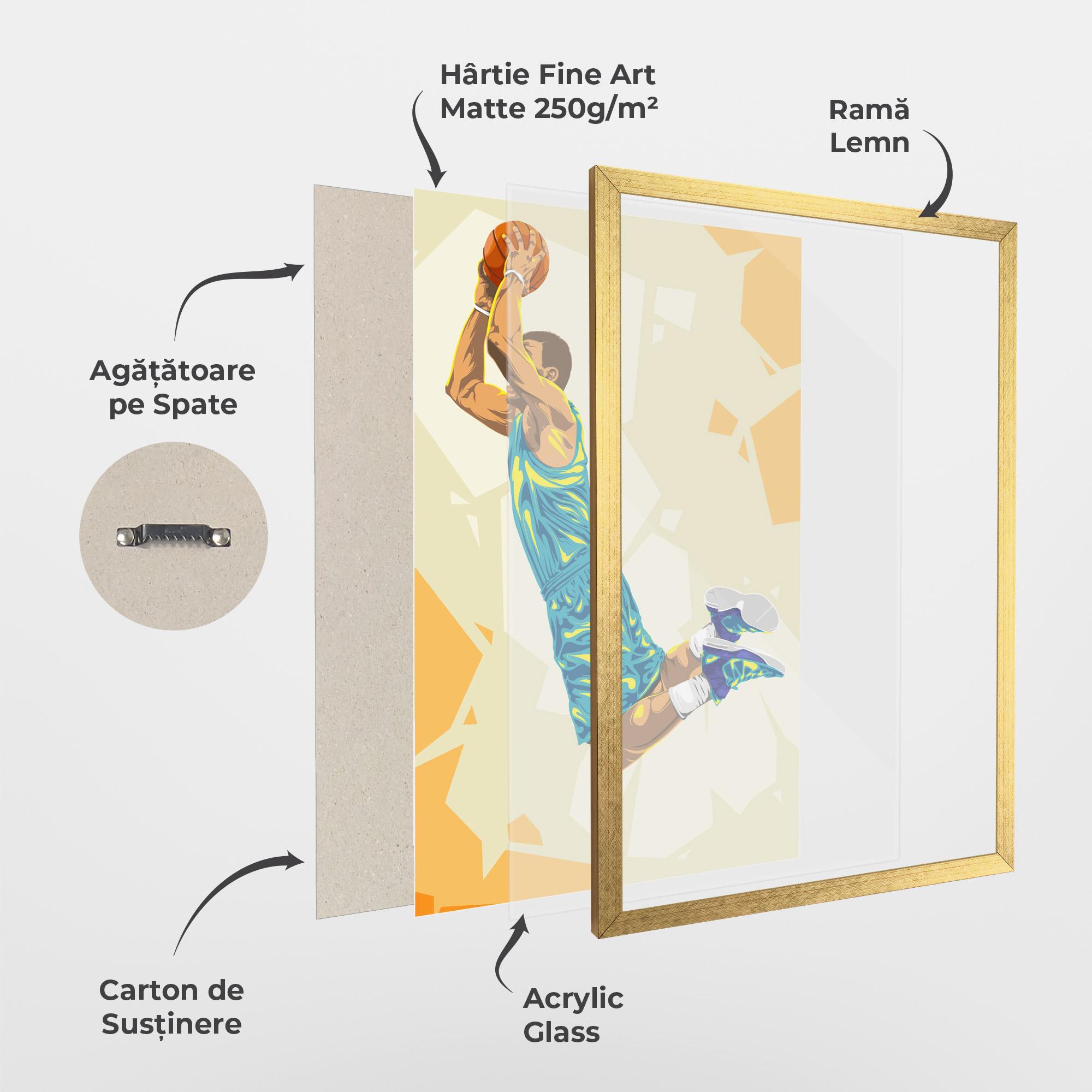 Poster Înrămat Basketball Dunk Pose mockup 1