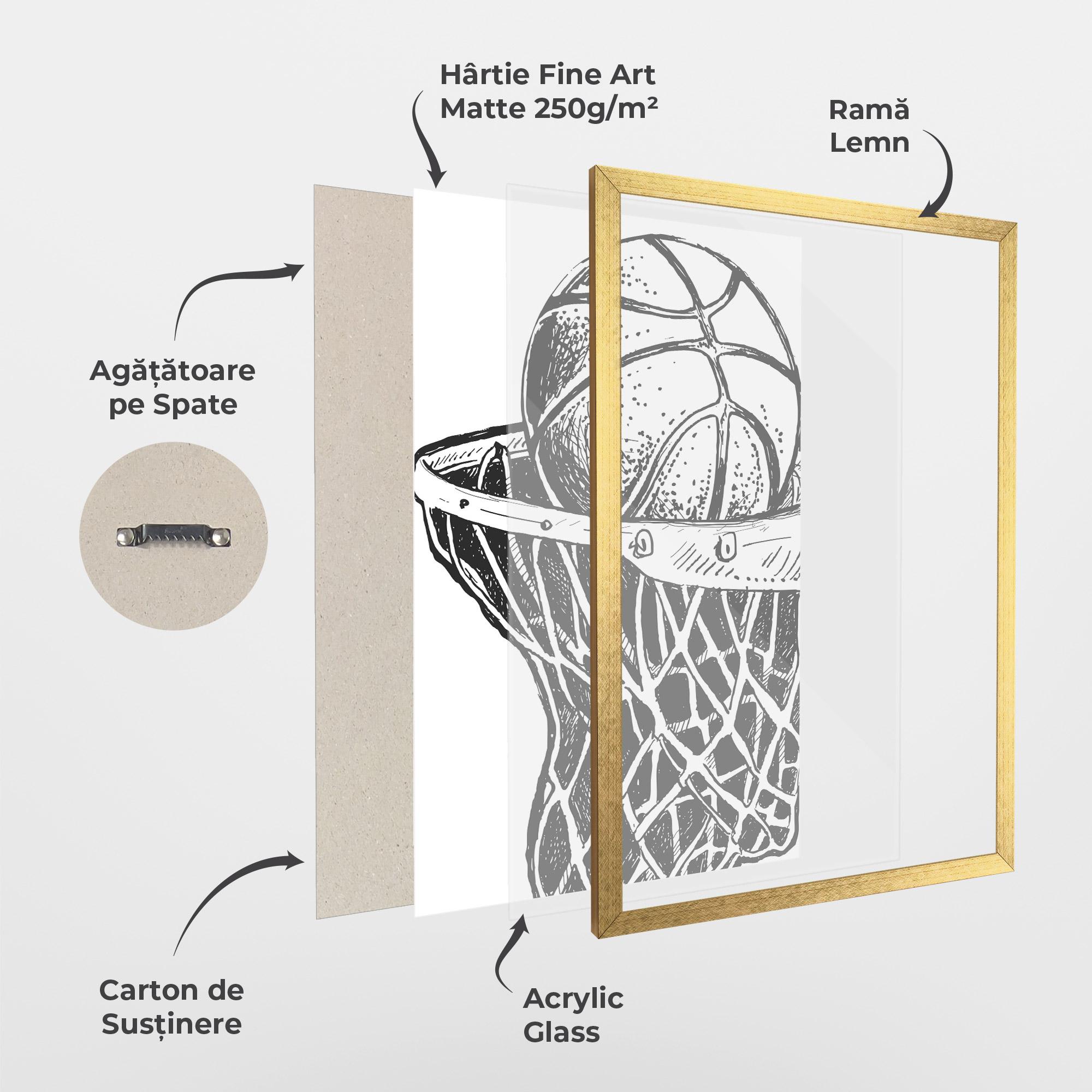 Poster Înrămat Basketball Grey Hoop mockup 1