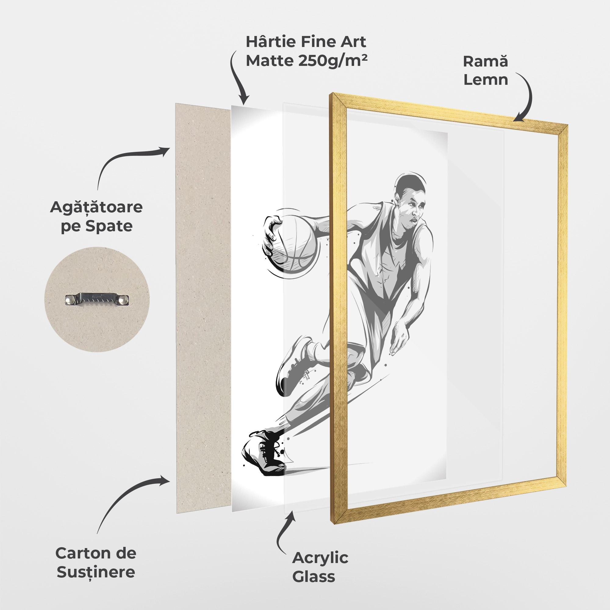 Poster Înrămat Basketball Player Line mockup 1