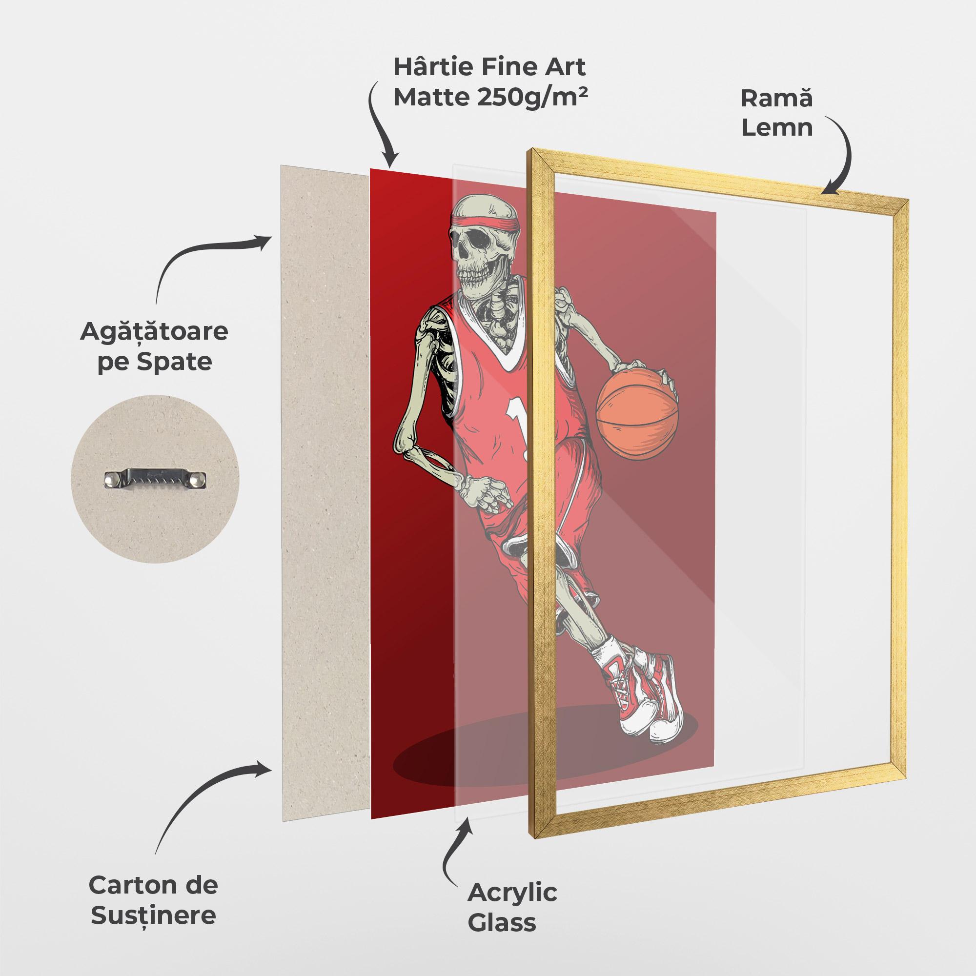 Poster Înrămat Basketball Skull mockup 1