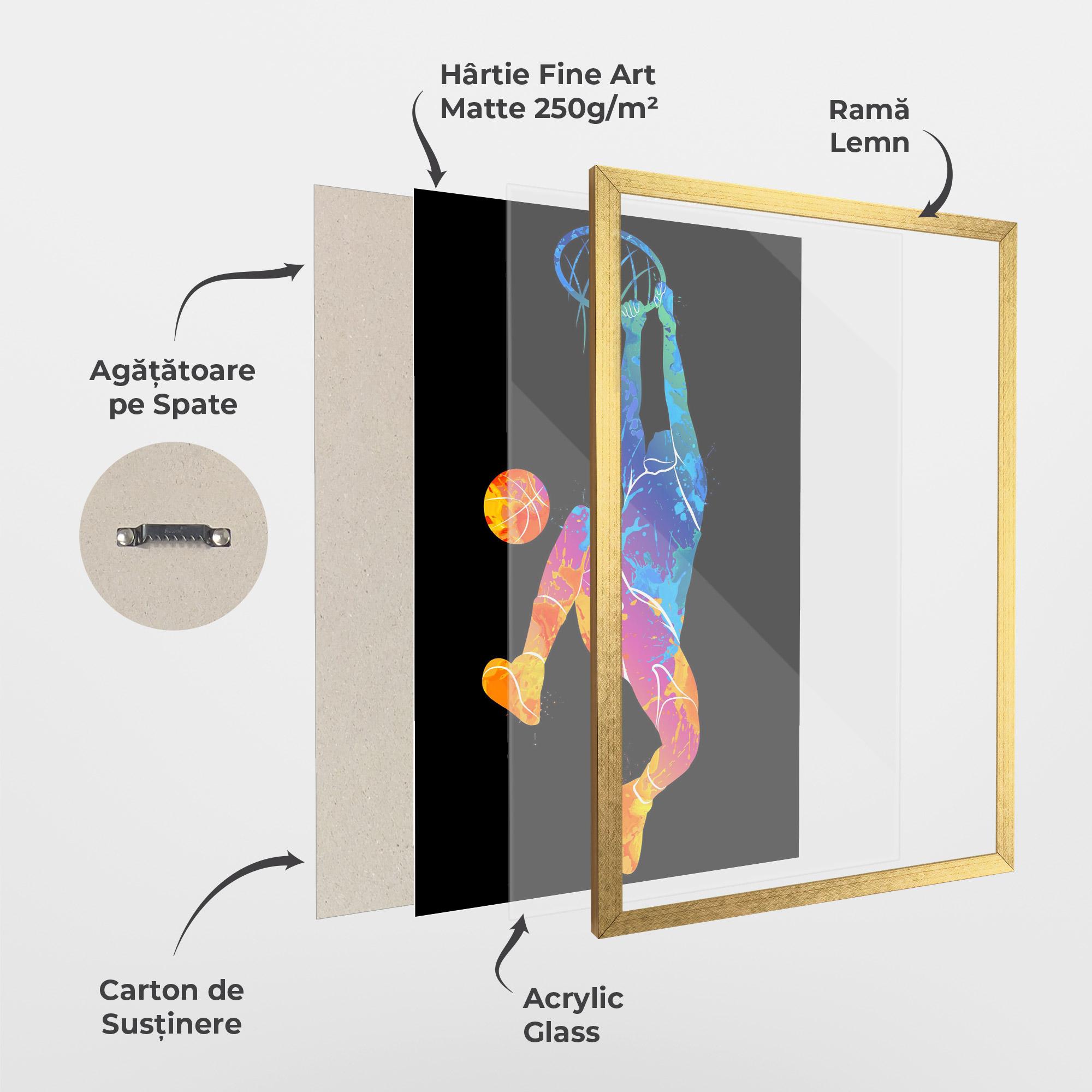 Poster Înrămat Blue Basket Hoop mockup 1