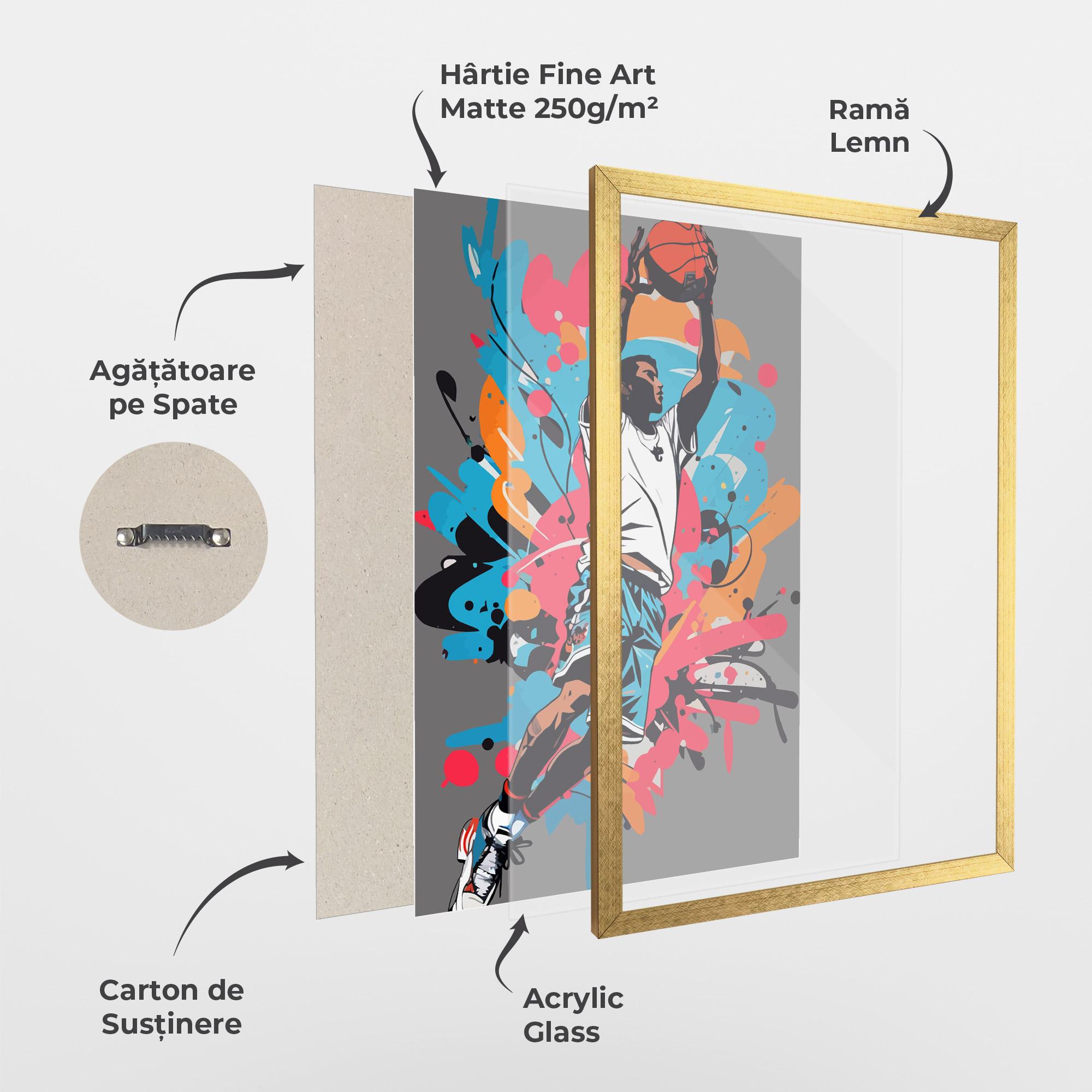 Poster Înrămat Blue Red Basket mockup 1