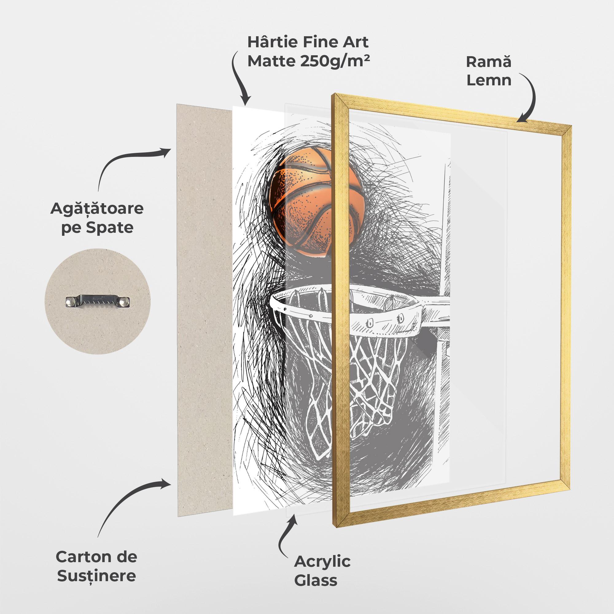 Poster Înrămat Grey Line Basket mockup 1