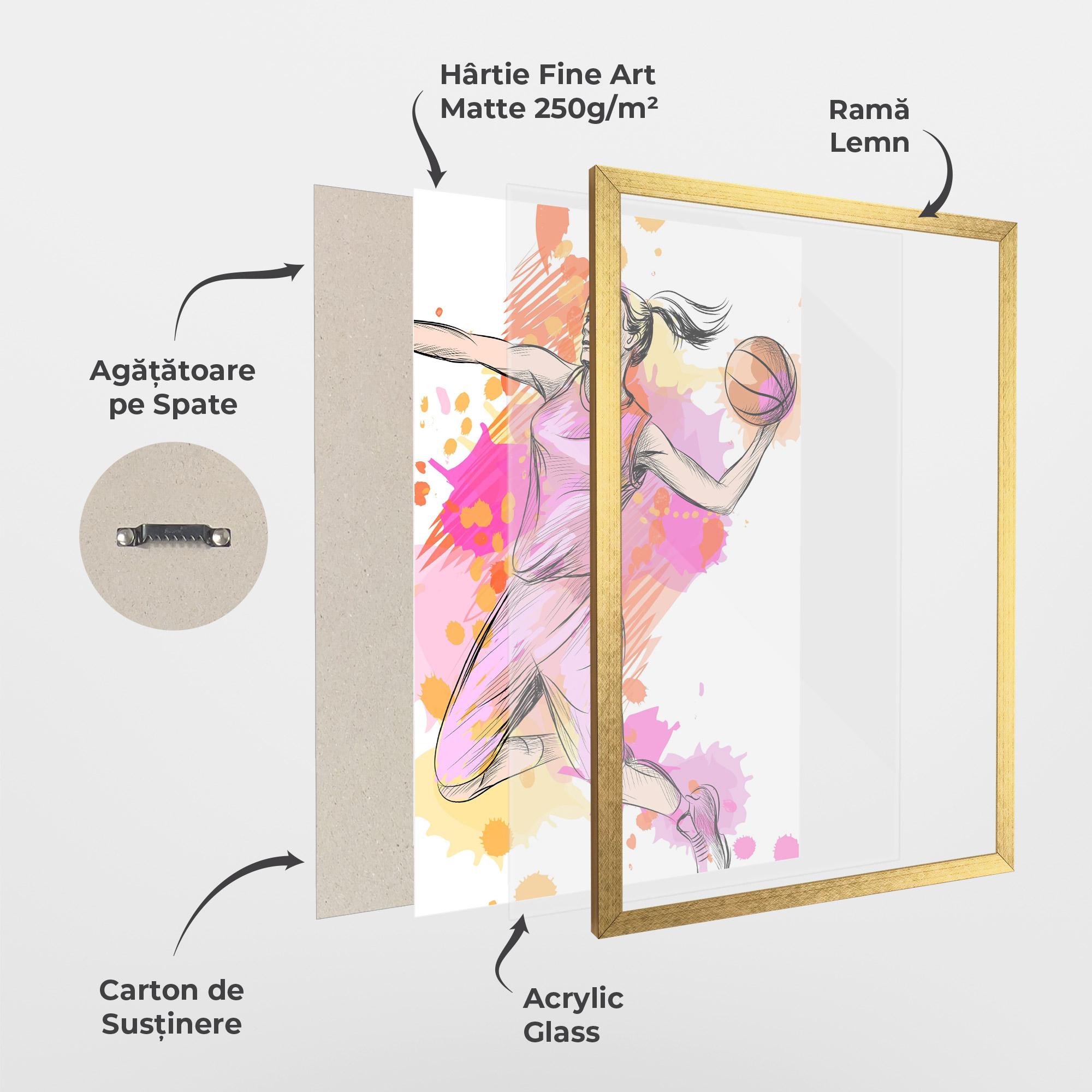 Poster Înrămat Pink Basket Player mockup 1