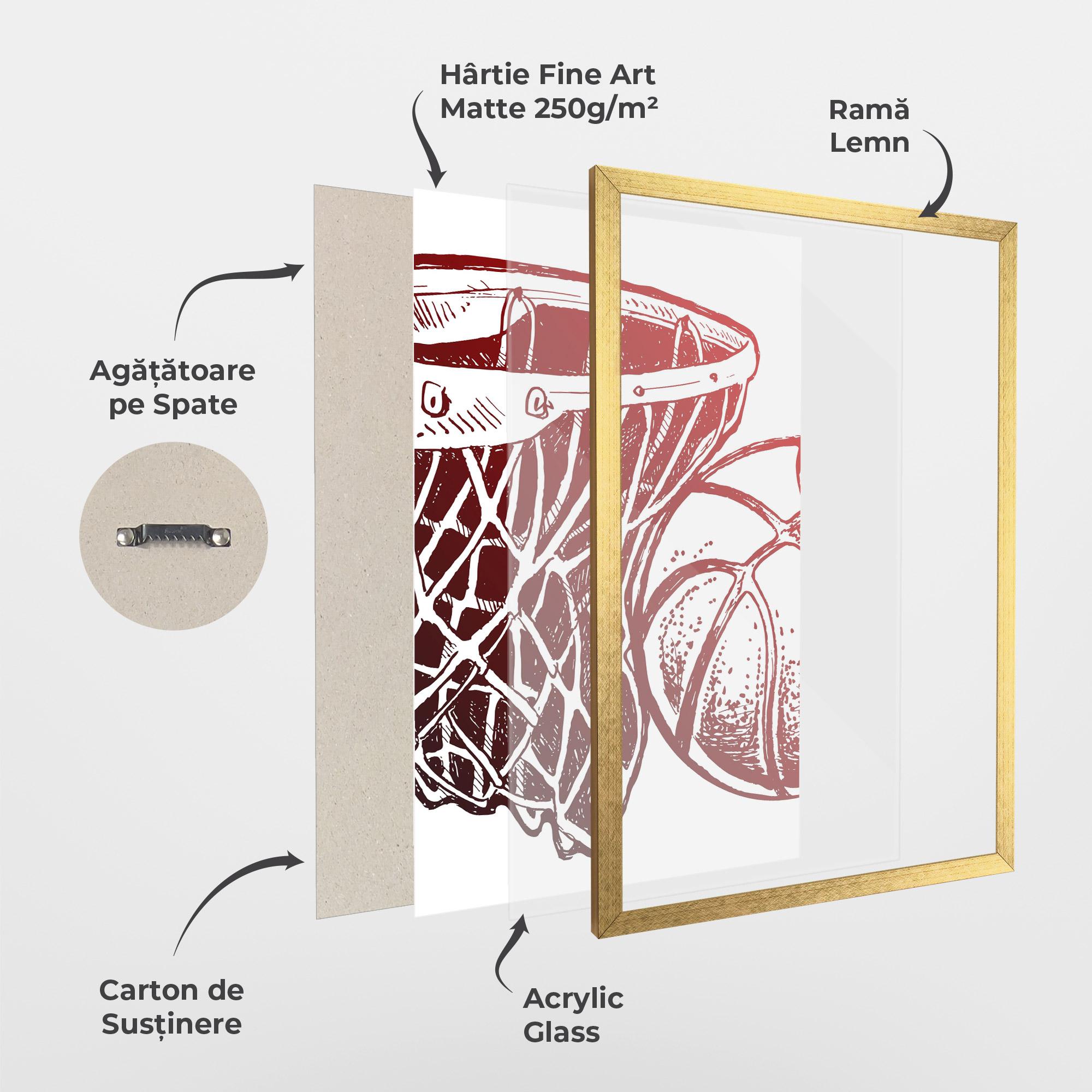 Poster Înrămat Red Basketball Hoop mockup 1