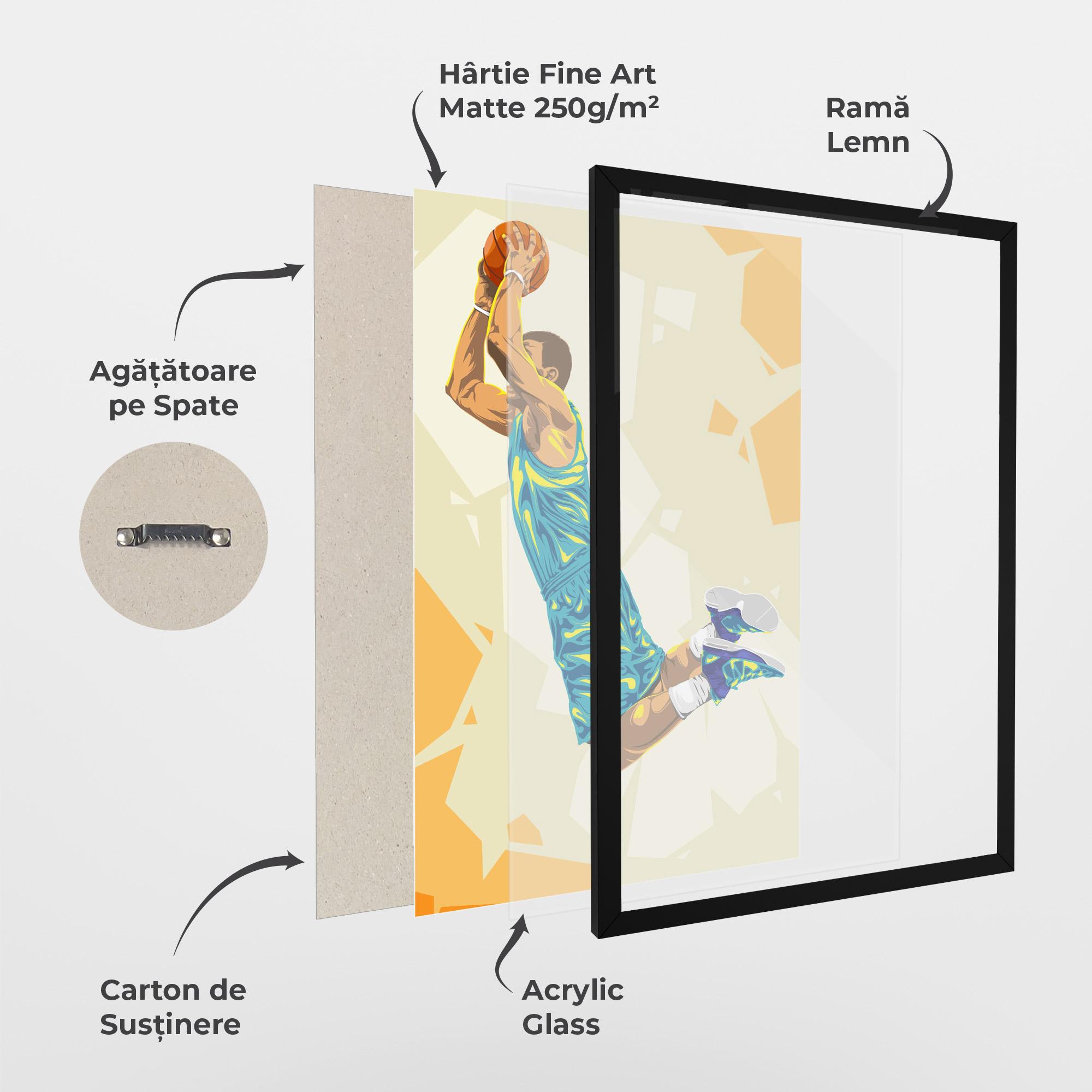 Poster Înrămat Basketball Dunk Pose mockup 1