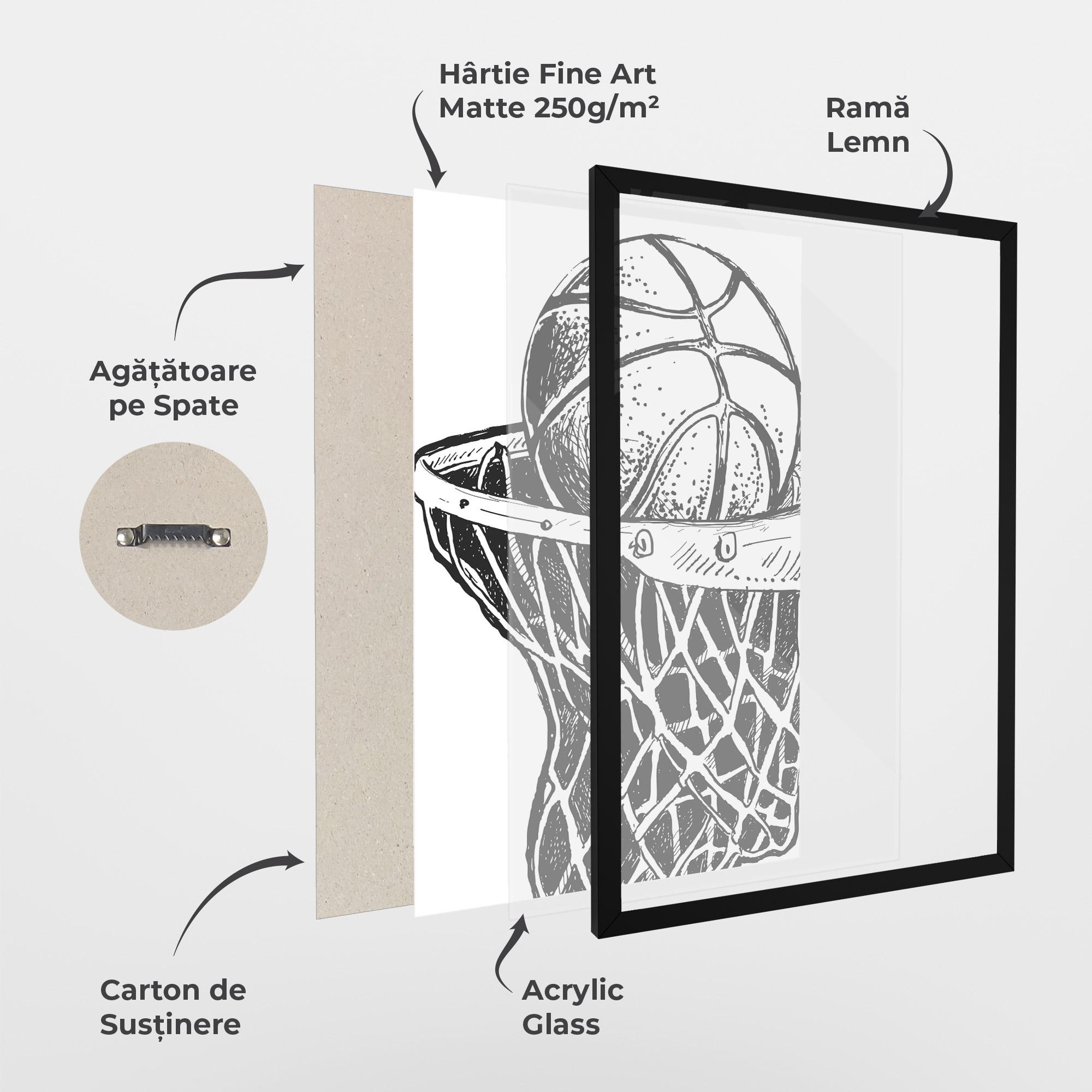 Poster Înrămat Basketball Grey Hoop mockup 1