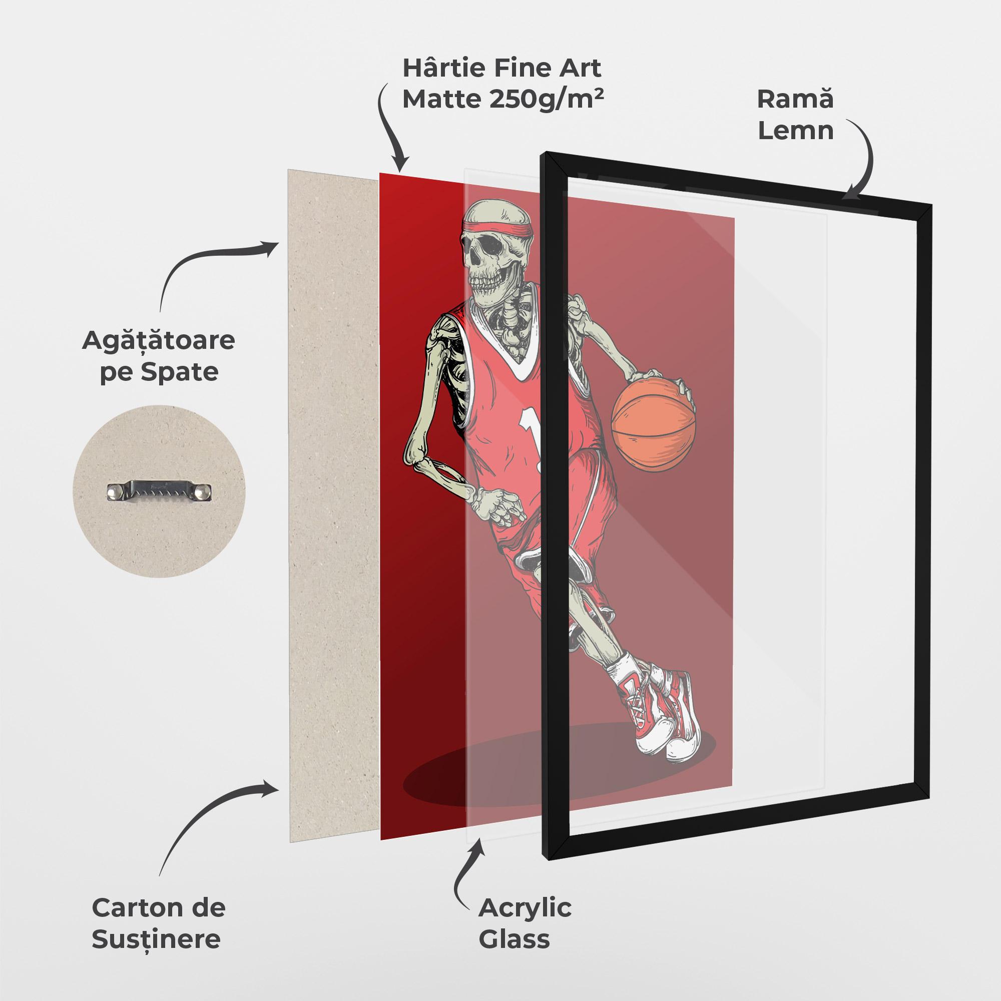 Poster Înrămat Basketball Skull mockup 1