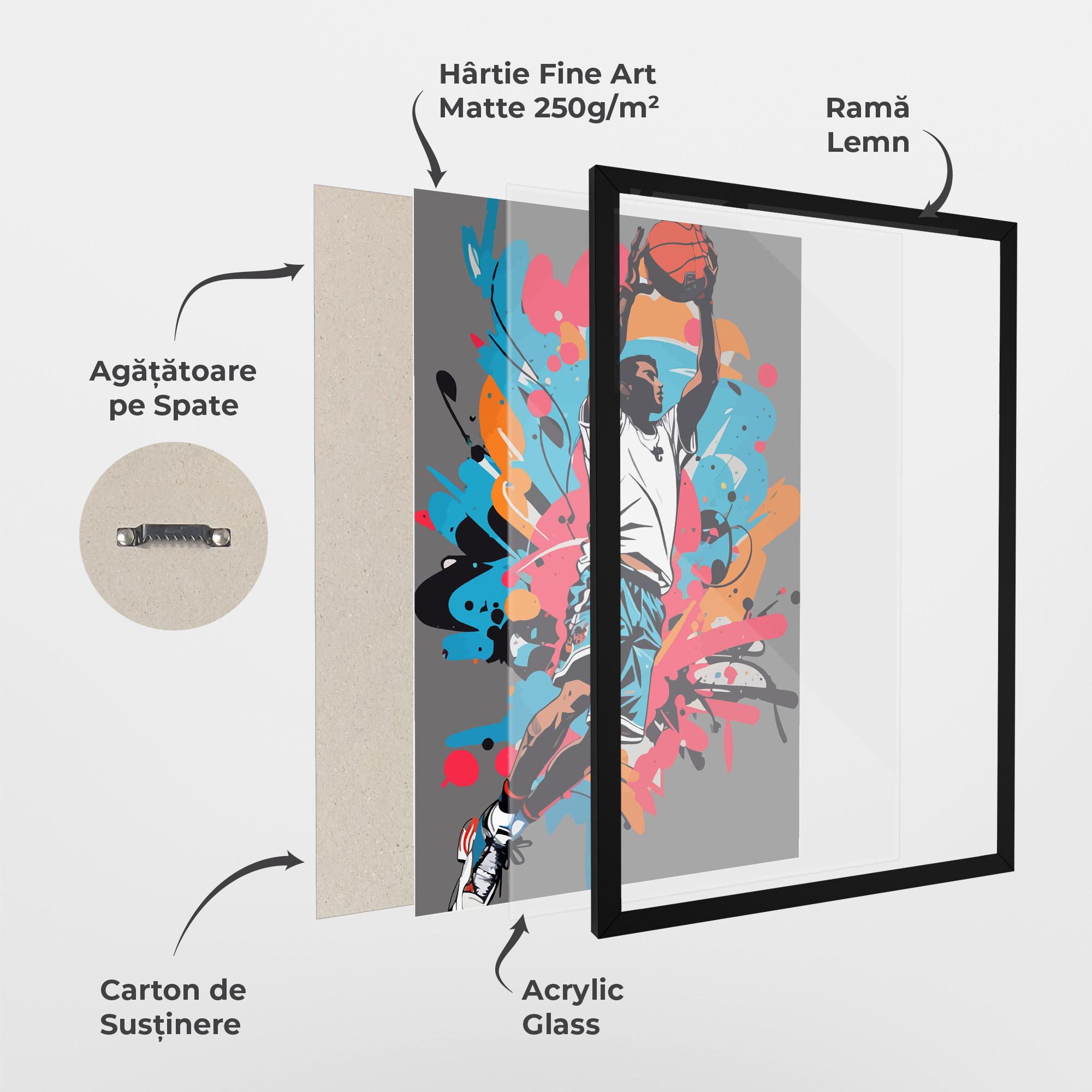 Poster Înrămat Blue Red Basket mockup 1