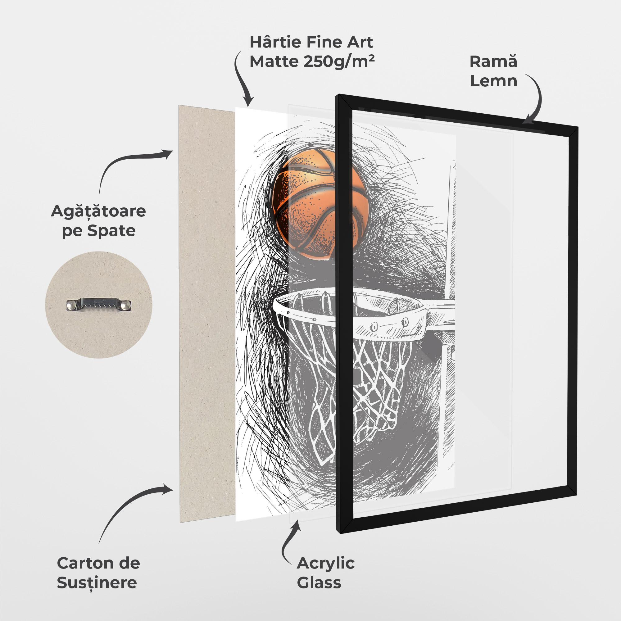 Poster Înrămat Grey Line Basket mockup 1
