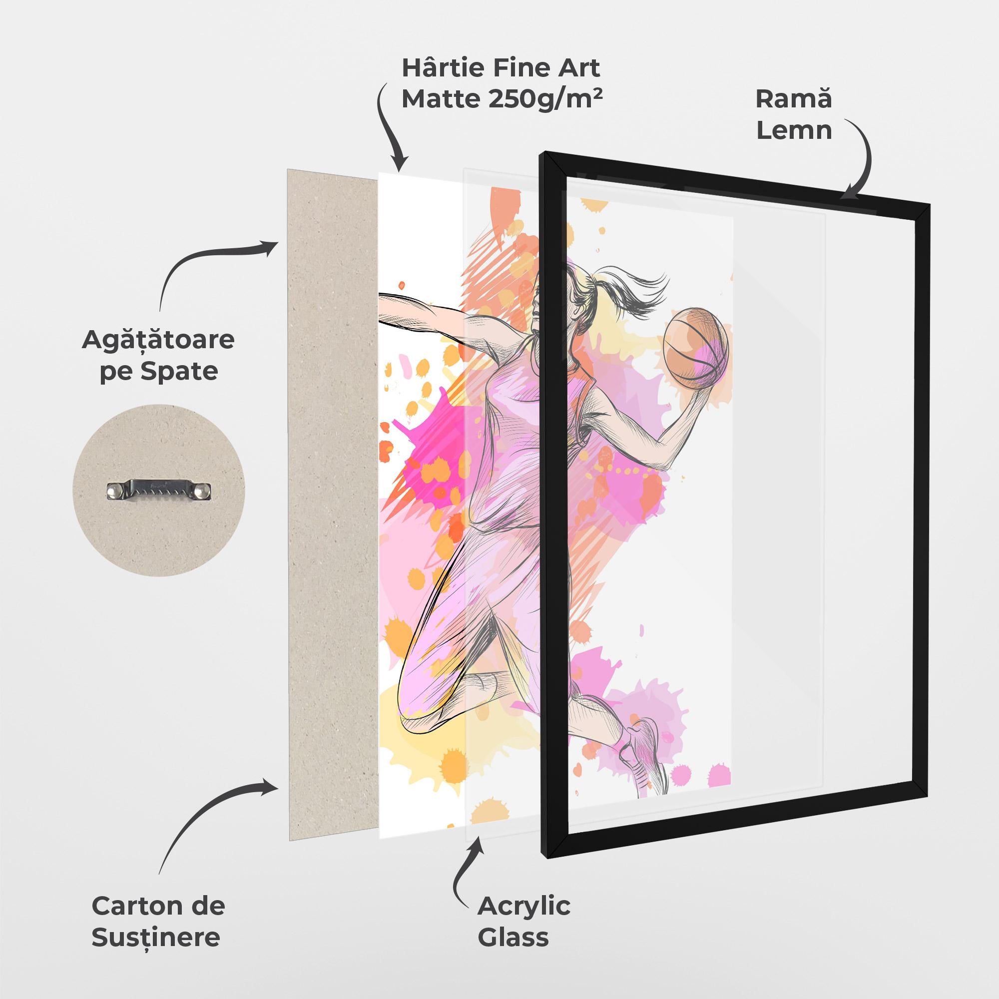 Poster Înrămat Pink Basket Player mockup 1