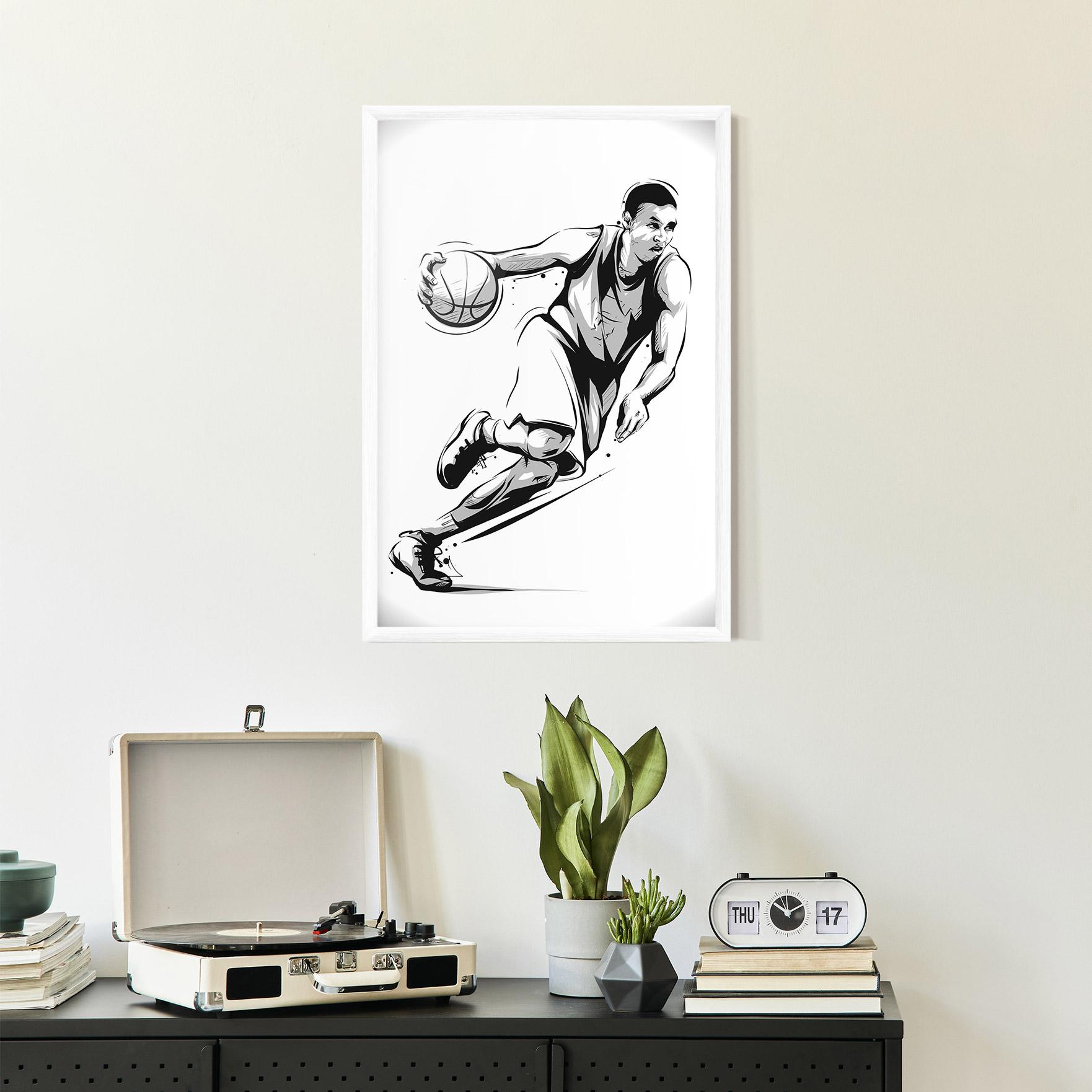 Poster Înrămat Basketball Player Line mockup 2