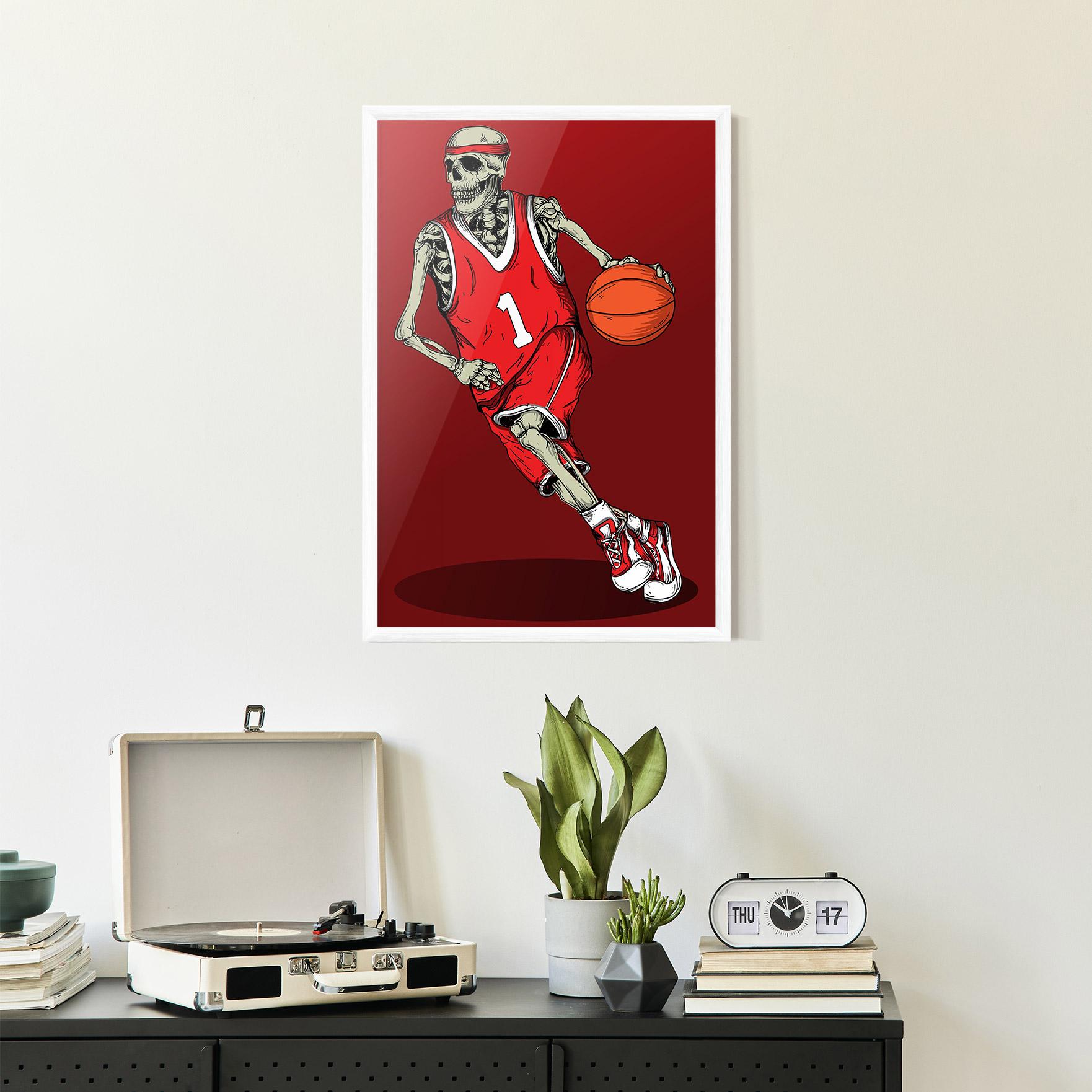 Poster Înrămat Basketball Skull mockup 2