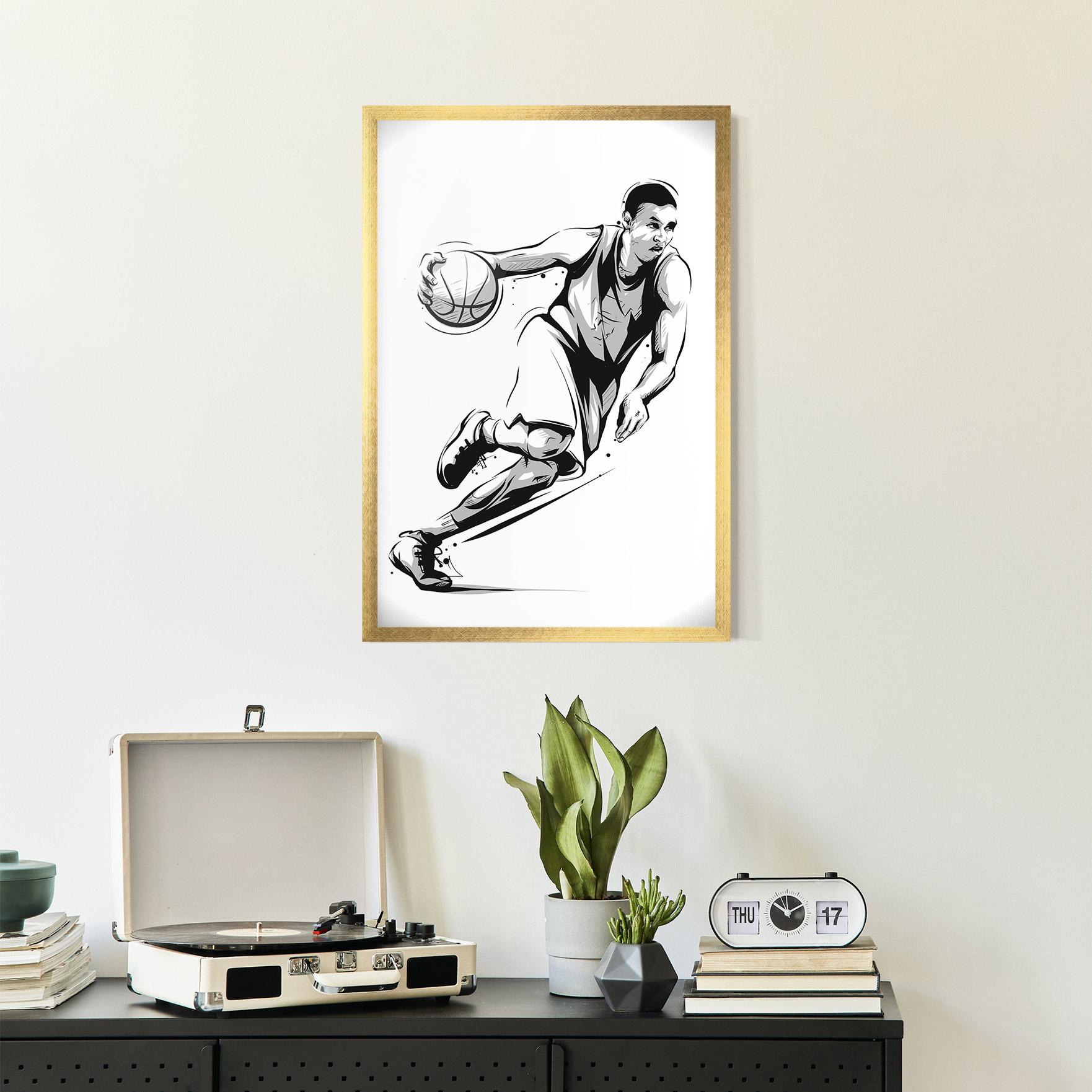 Poster Înrămat Basketball Player Line mockup 2