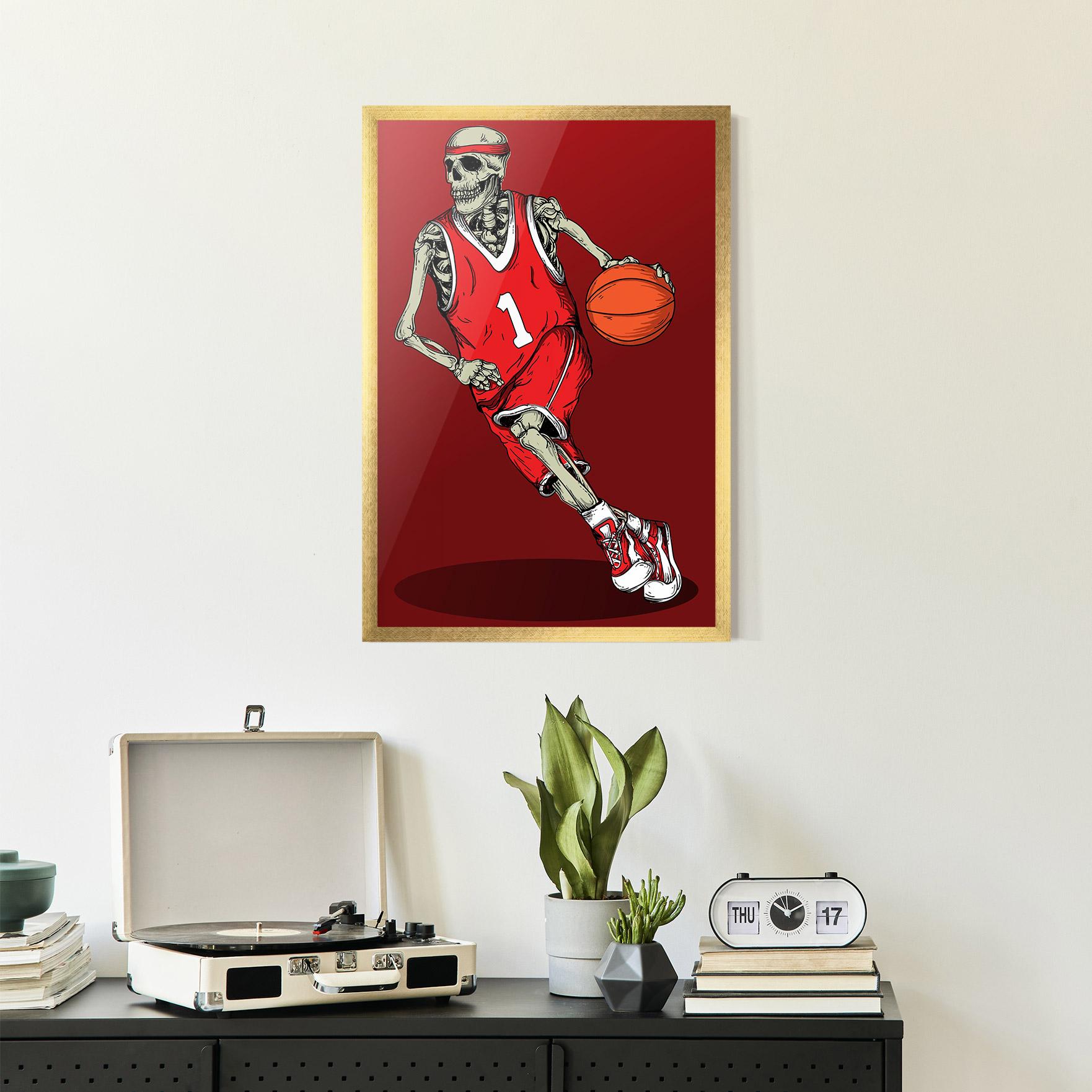Poster Înrămat Basketball Skull mockup 2