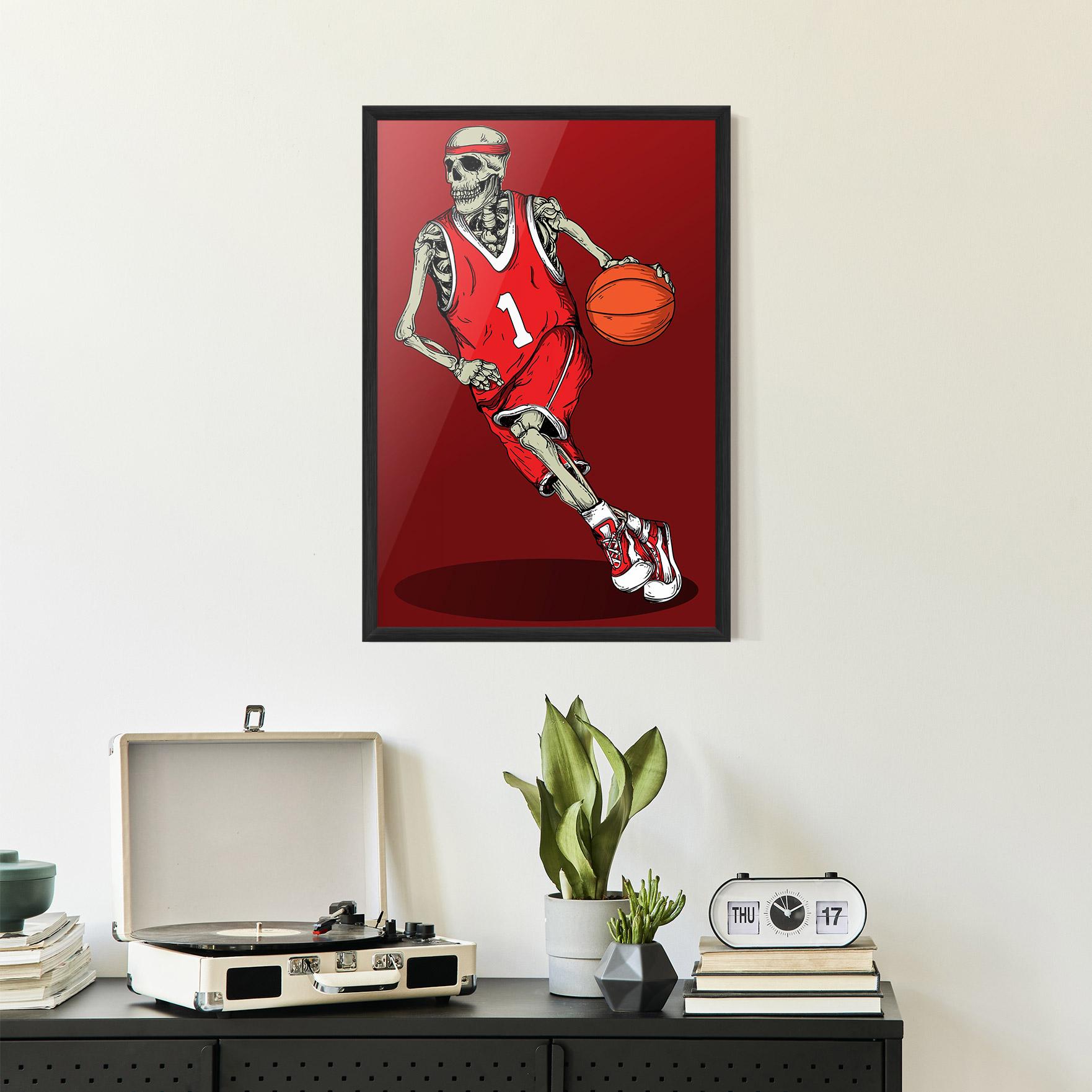 Poster Înrămat Basketball Skull mockup 2