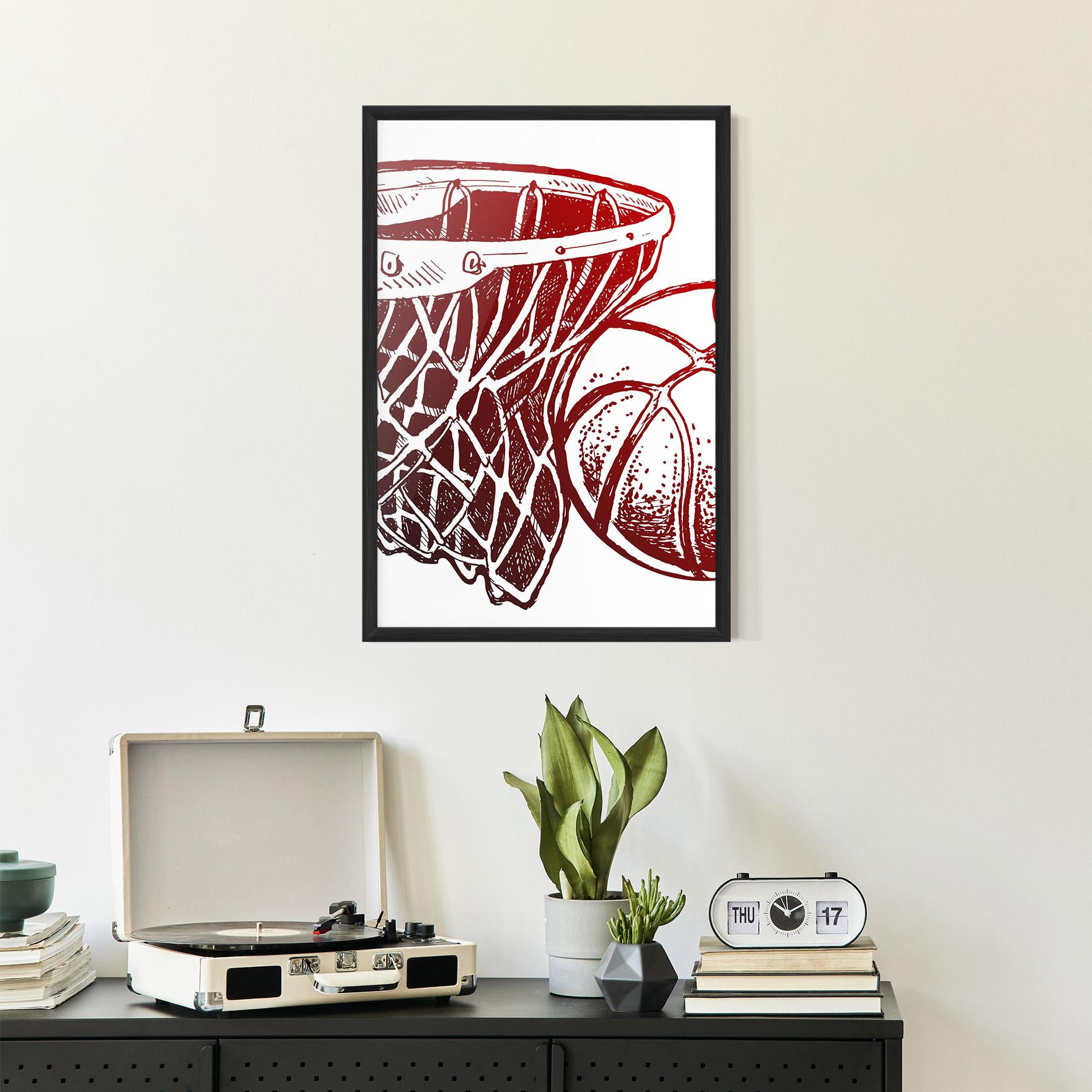 Poster Înrămat Red Basketball Hoop mockup 2