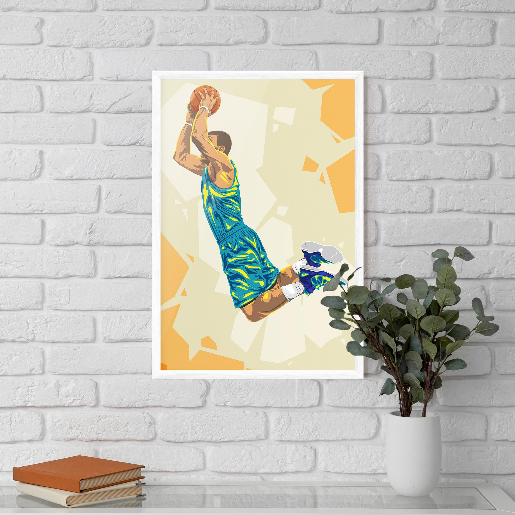 Poster Înrămat Basketball Dunk Pose mockup 5