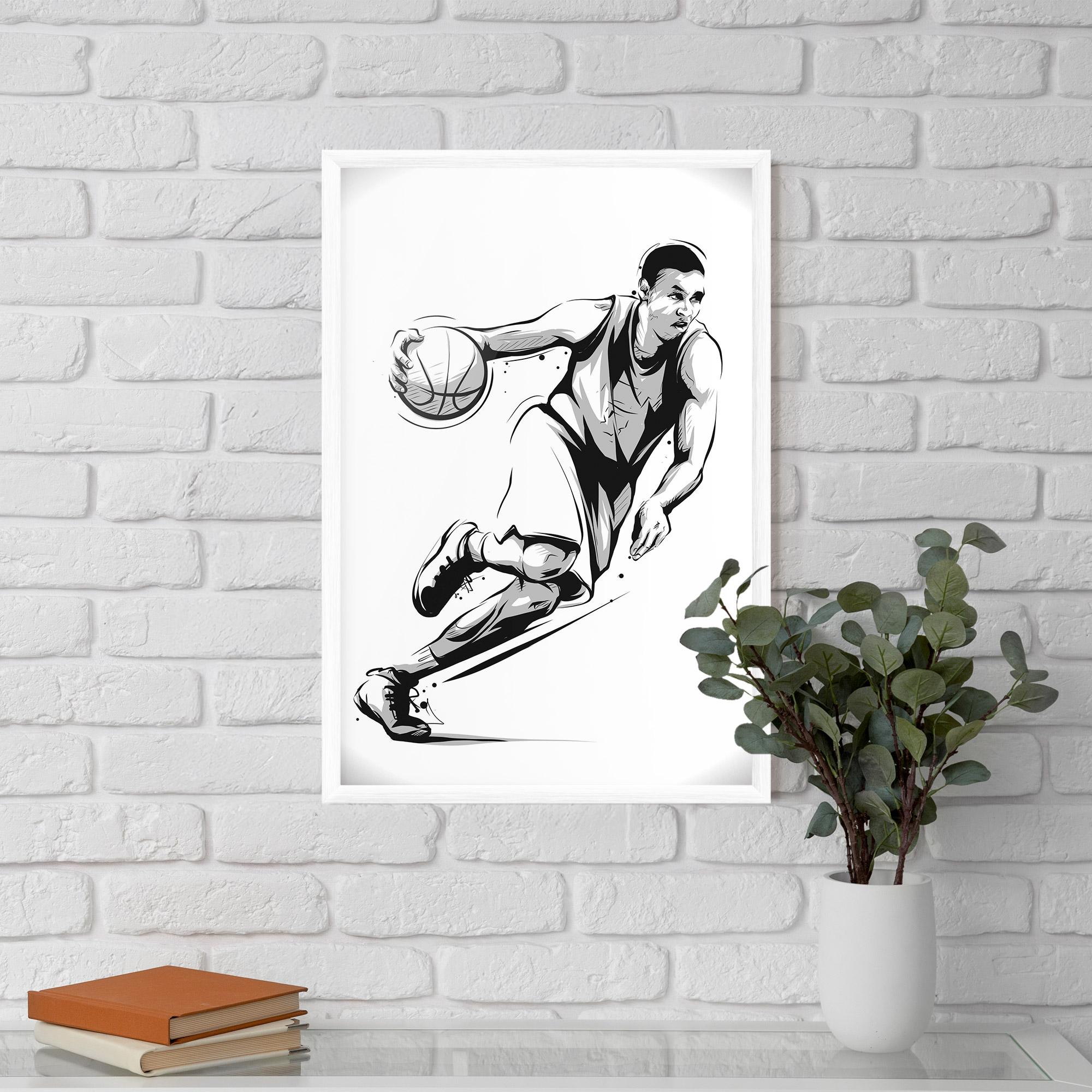 Poster Înrămat Basketball Player Line mockup 5