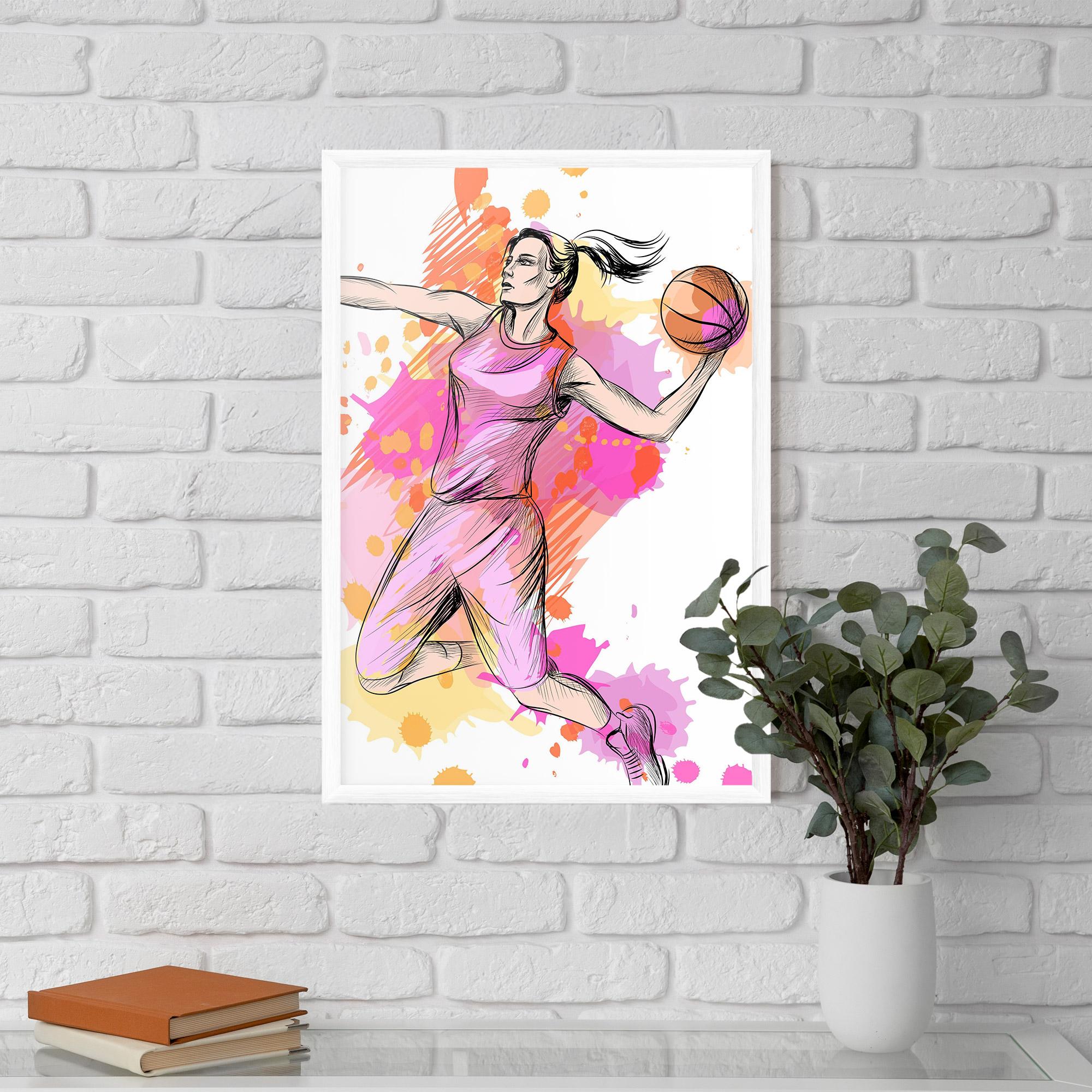 Poster Înrămat Pink Basket Player mockup 5