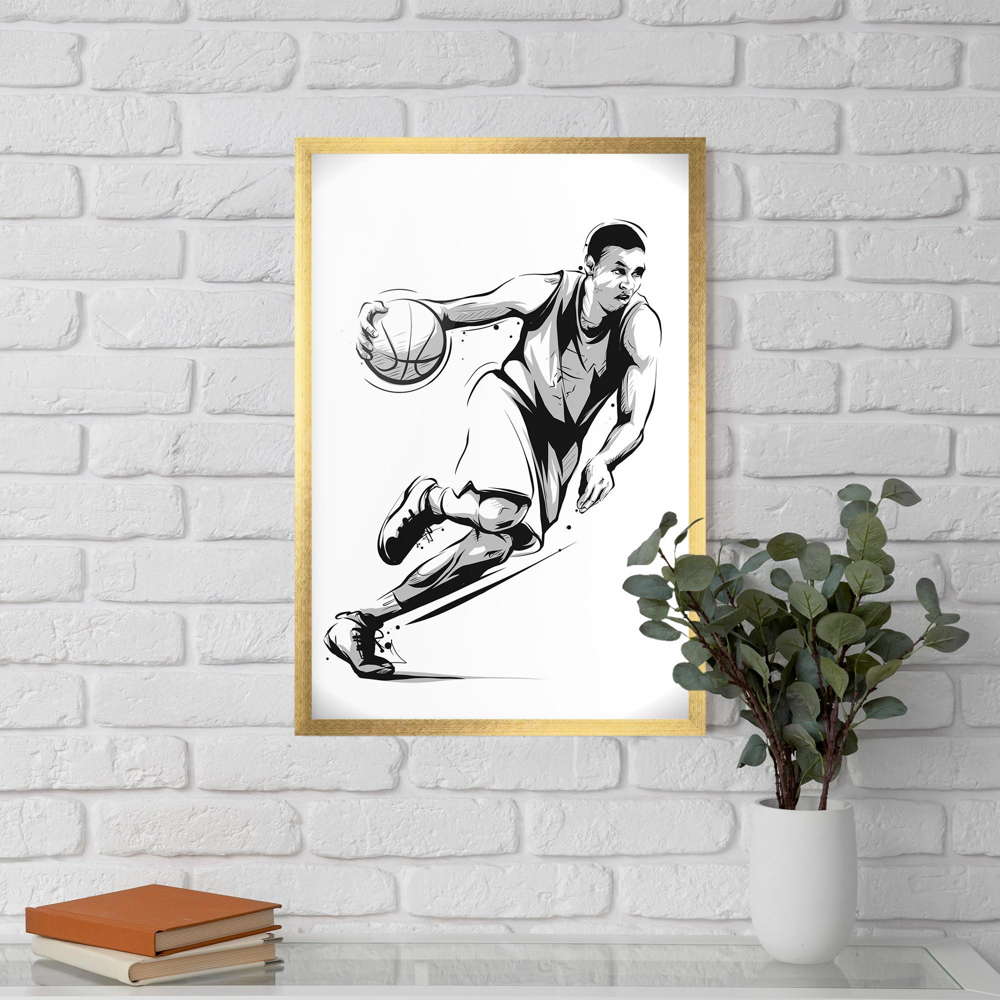 Poster Înrămat Basketball Player Line mockup 5
