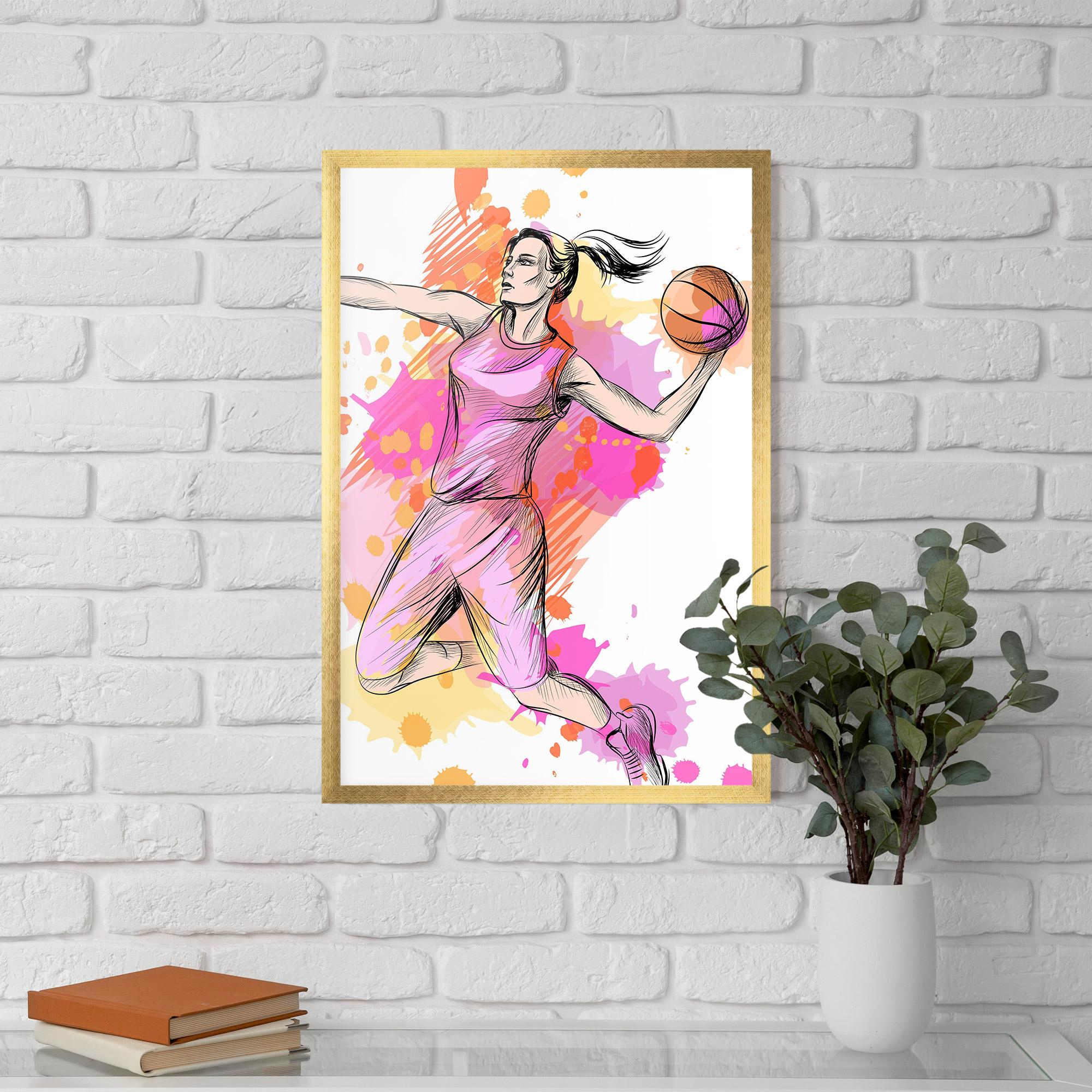 Poster Înrămat Pink Basket Player mockup 5
