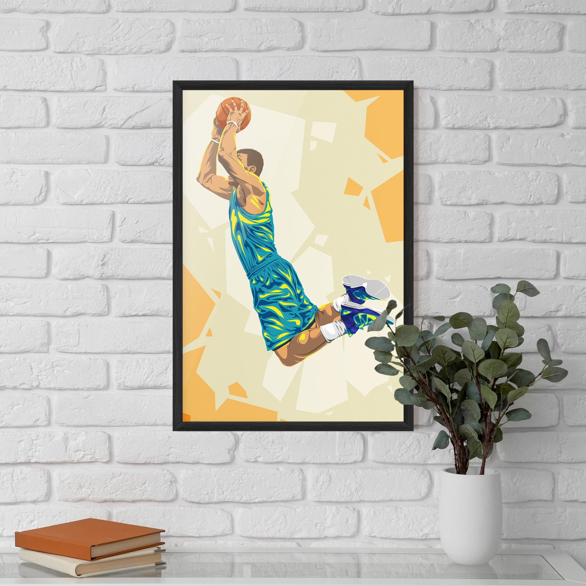 Poster Înrămat Basketball Dunk Pose mockup 5