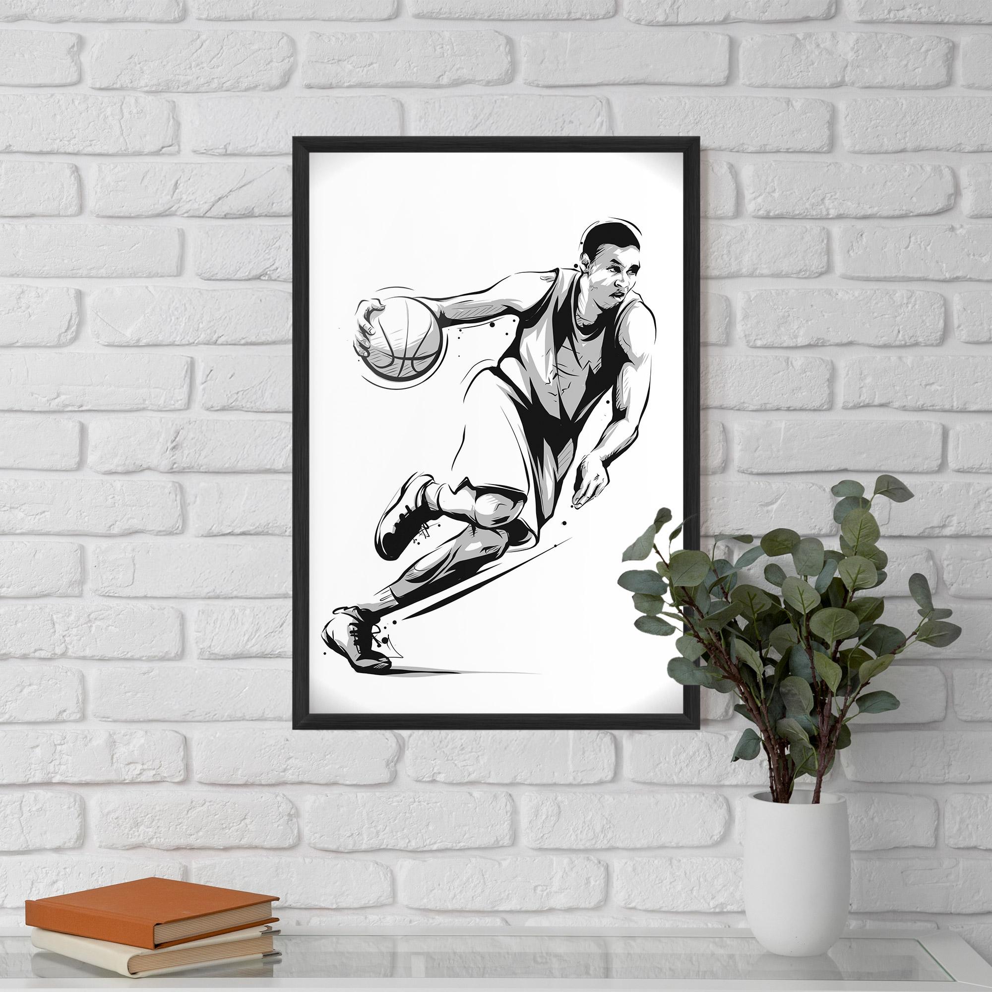 Poster Înrămat Basketball Player Line mockup 5