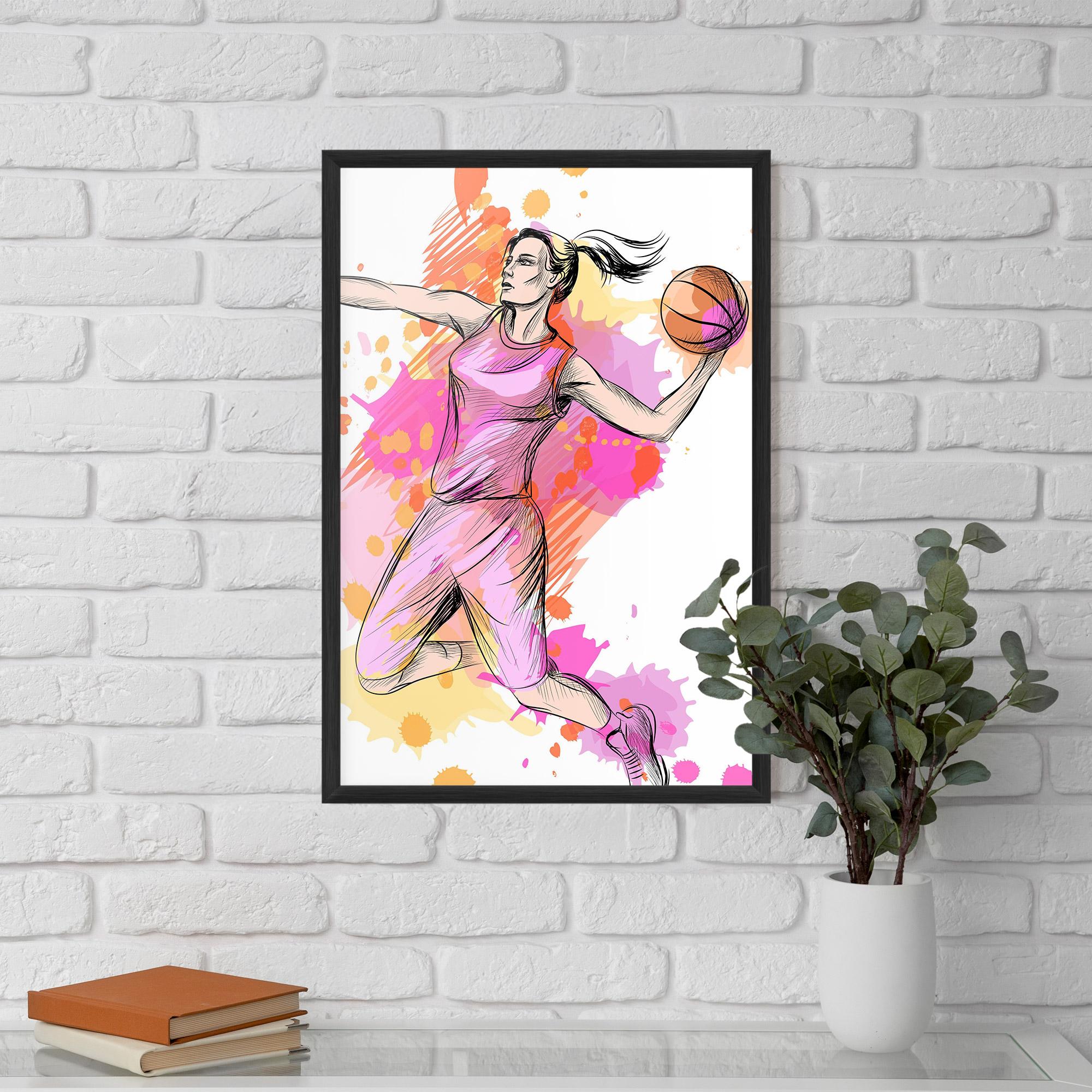 Poster Înrămat Pink Basket Player mockup 5