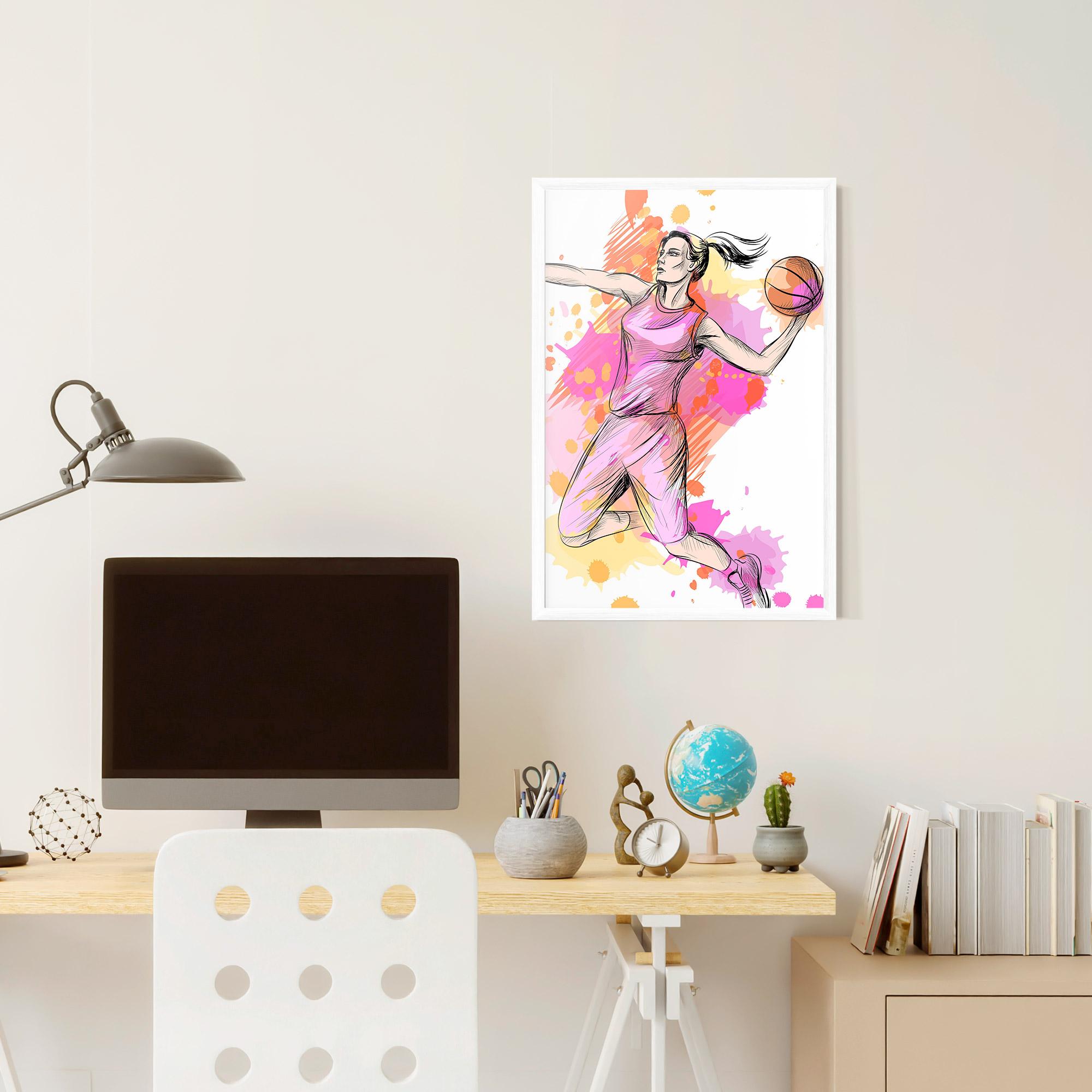Poster Înrămat Pink Basket Player mockup 6