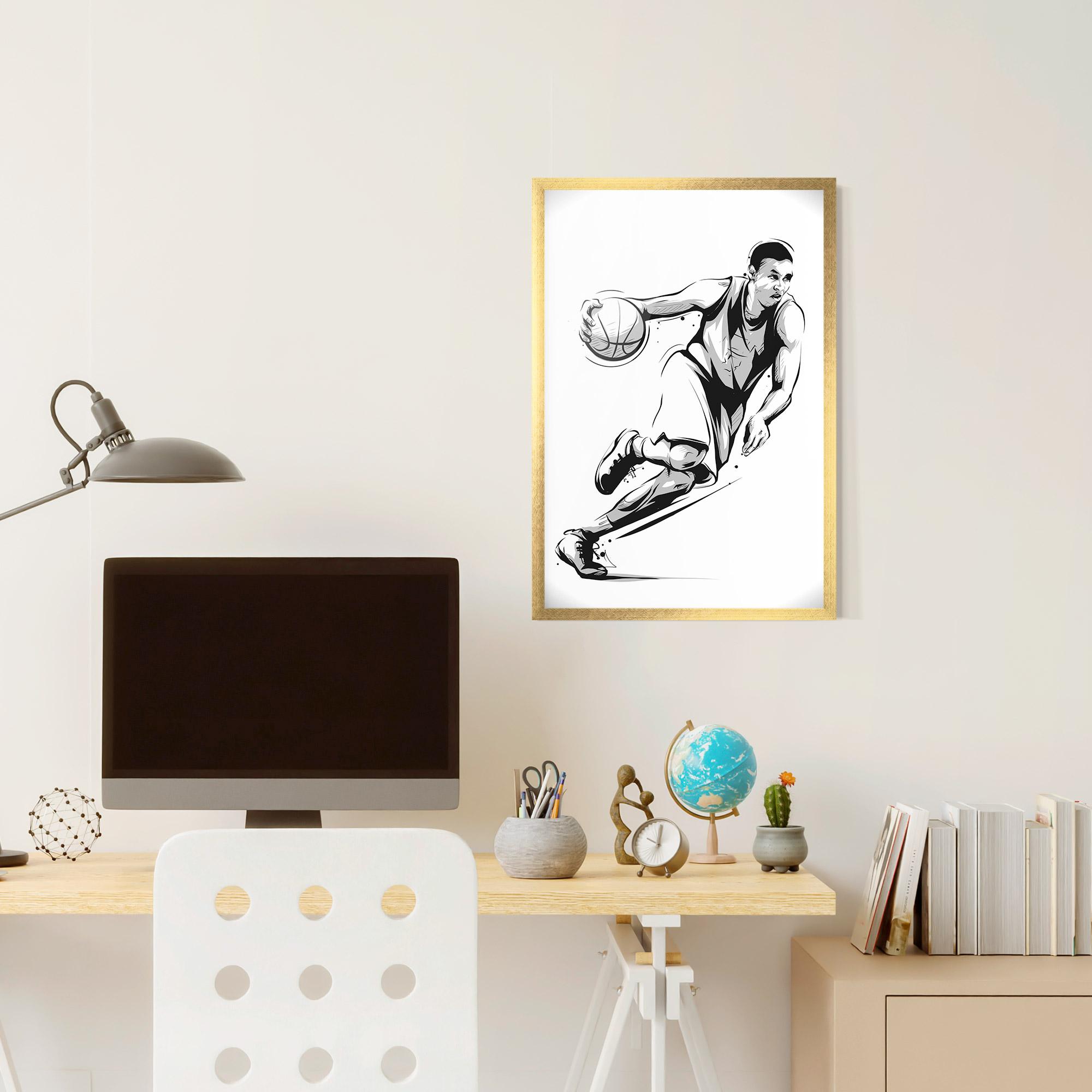 Poster Înrămat Basketball Player Line mockup 6