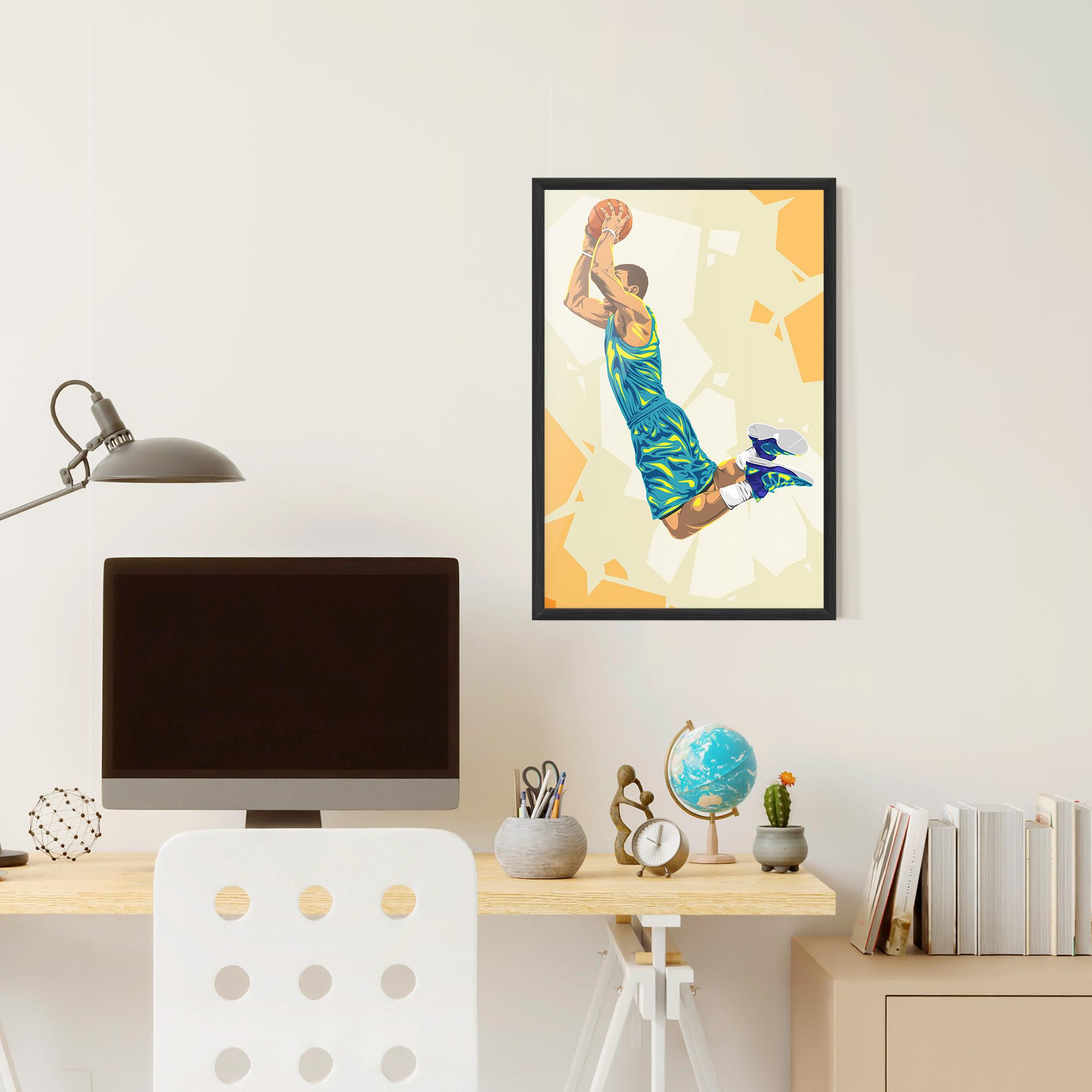 Poster Înrămat Basketball Dunk Pose mockup 6