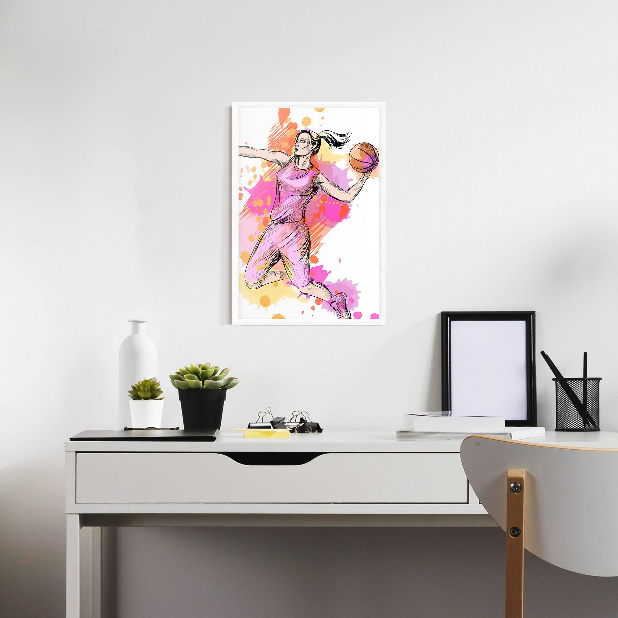 Poster Înrămat Pink Basket Player mockup 7