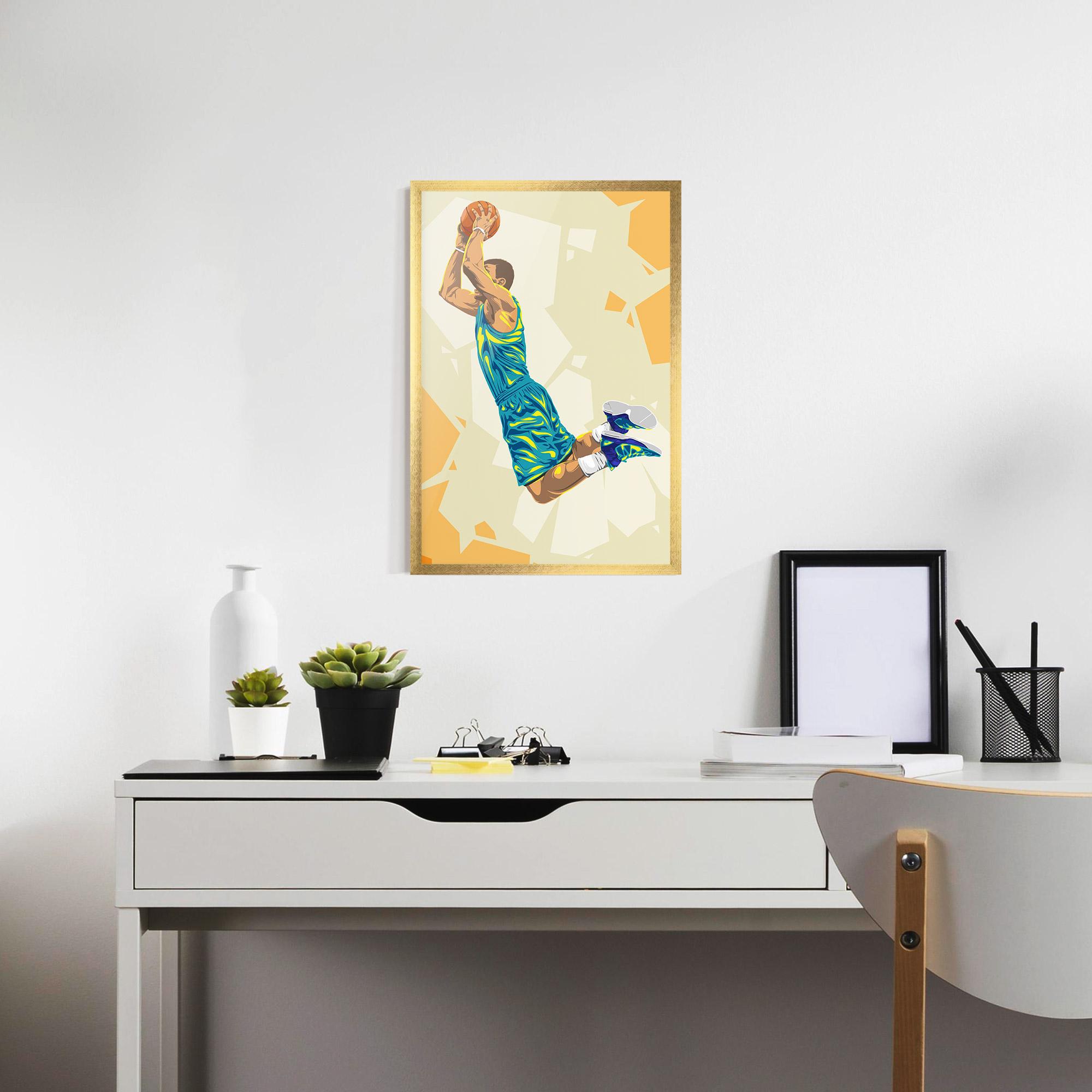 Poster Înrămat Basketball Dunk Pose mockup 7