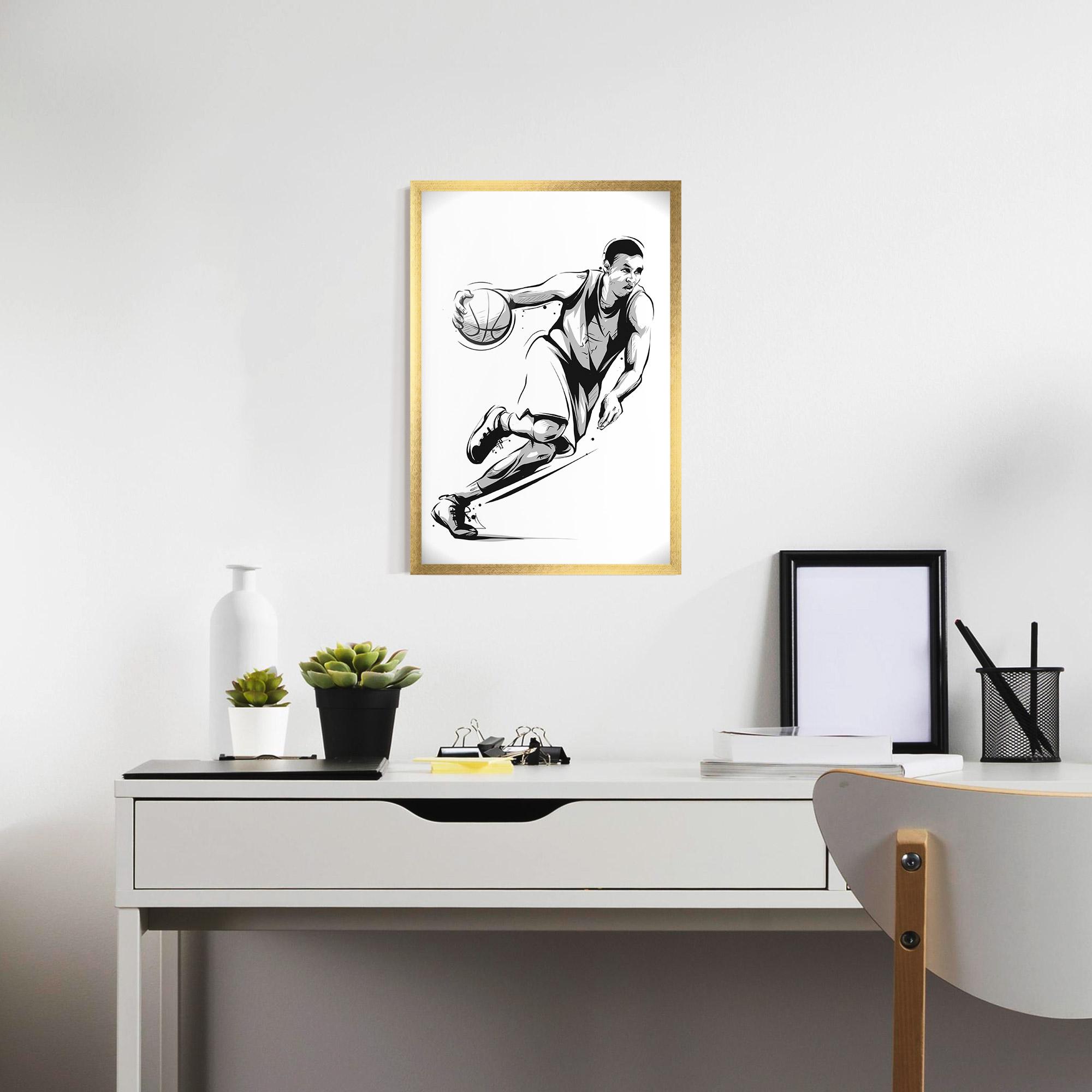 Poster Înrămat Basketball Player Line mockup 7