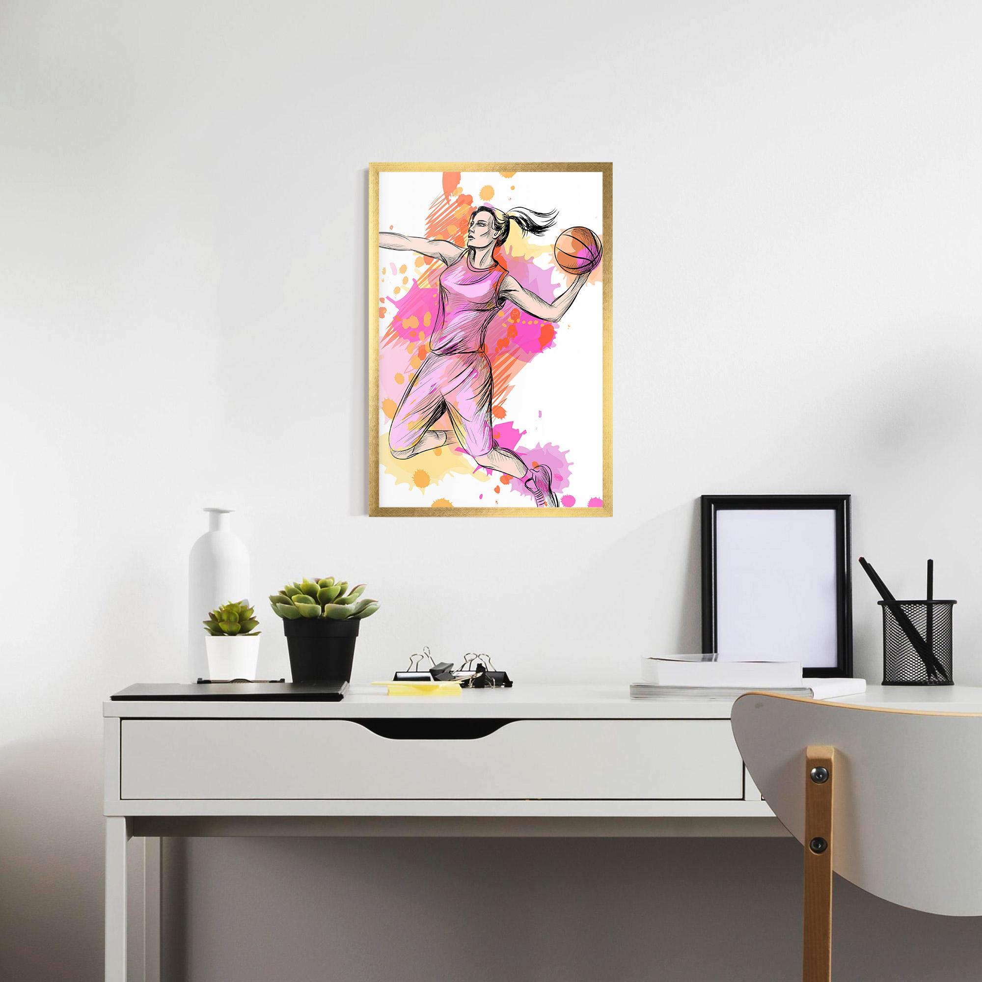 Poster Înrămat Pink Basket Player mockup 7